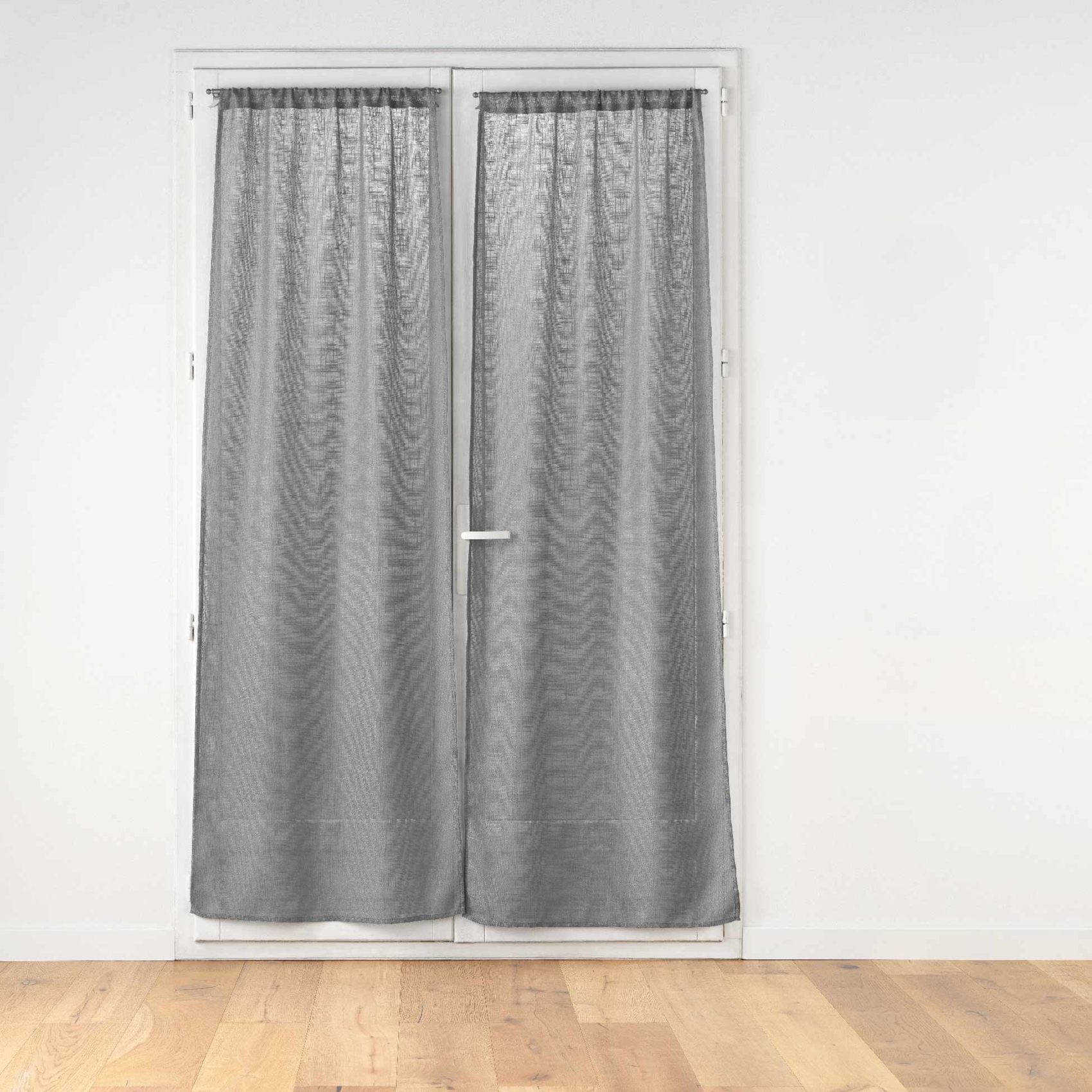 Paire de Voilages Haltona Blanc Effet Lin Tissé — vue 5