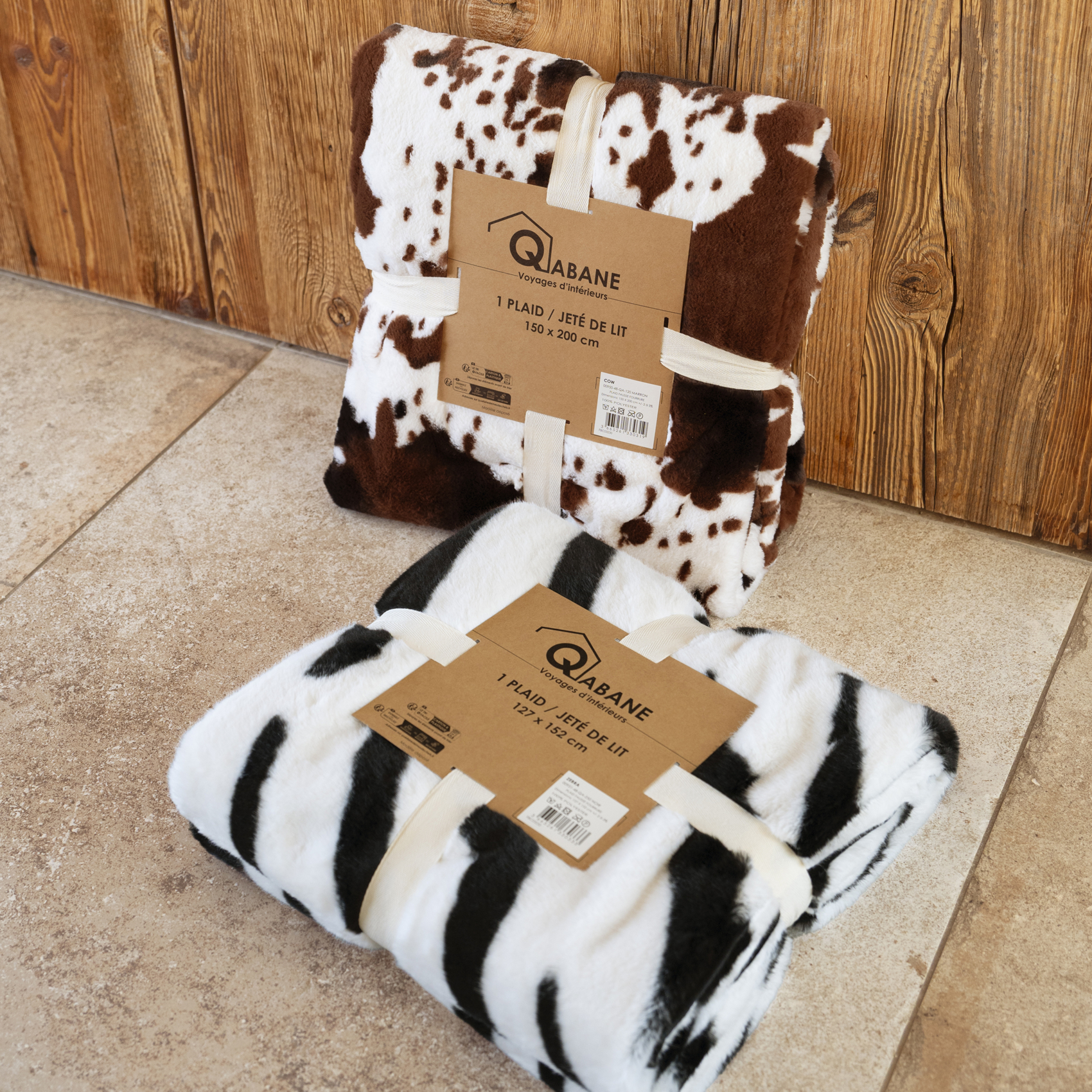 Plaid doux à motif peau de vache avec dos en velours — vue 6