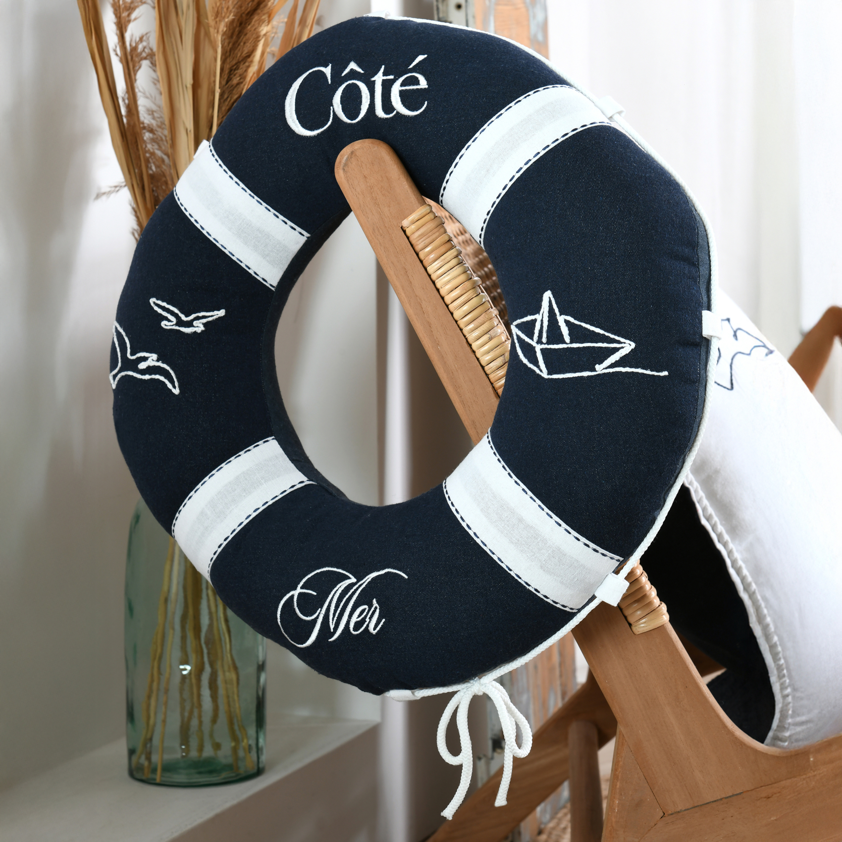 Coussin bouée polycoton décoratif esprit bord de mer — vue 5