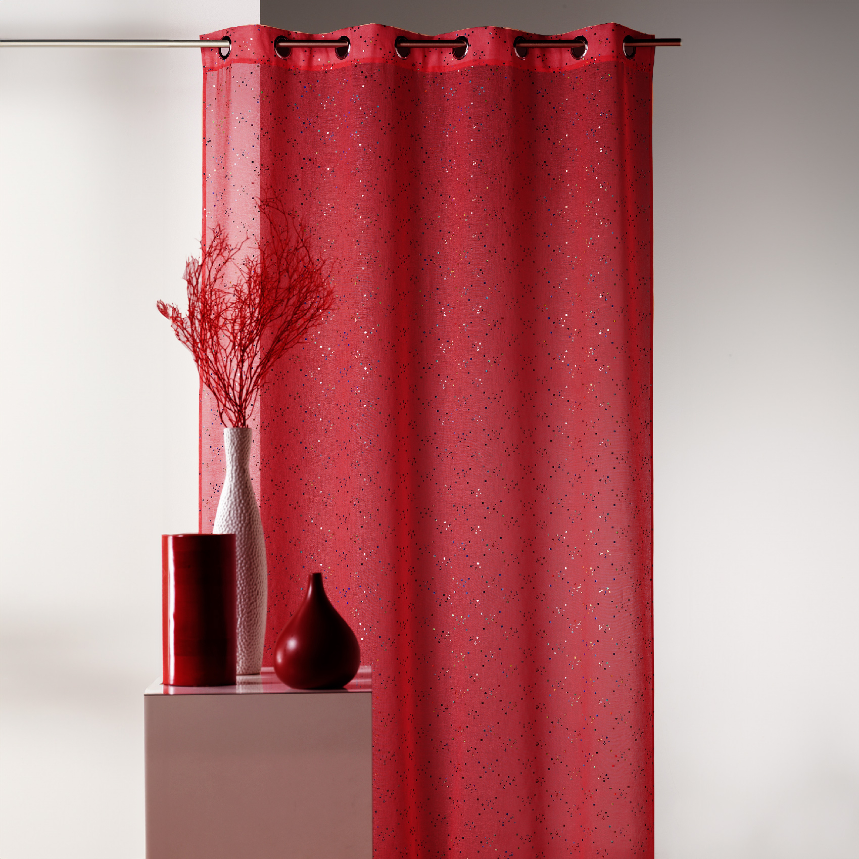 Voilage en étamine imprimé petits points colorés — vue 4