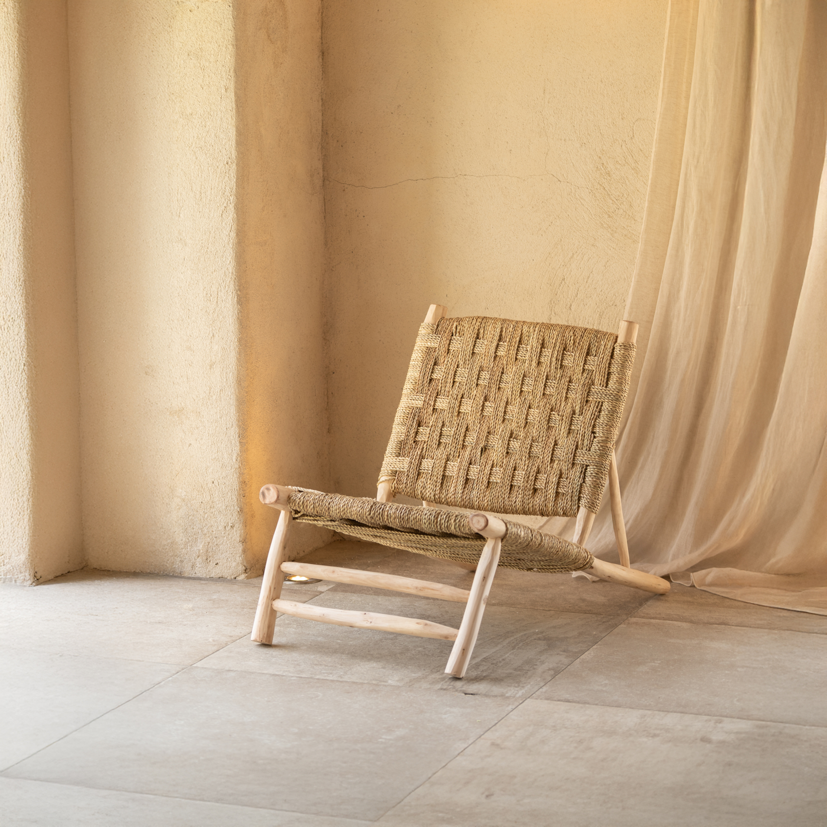 Fauteuil bois organique Japandi — vue 4