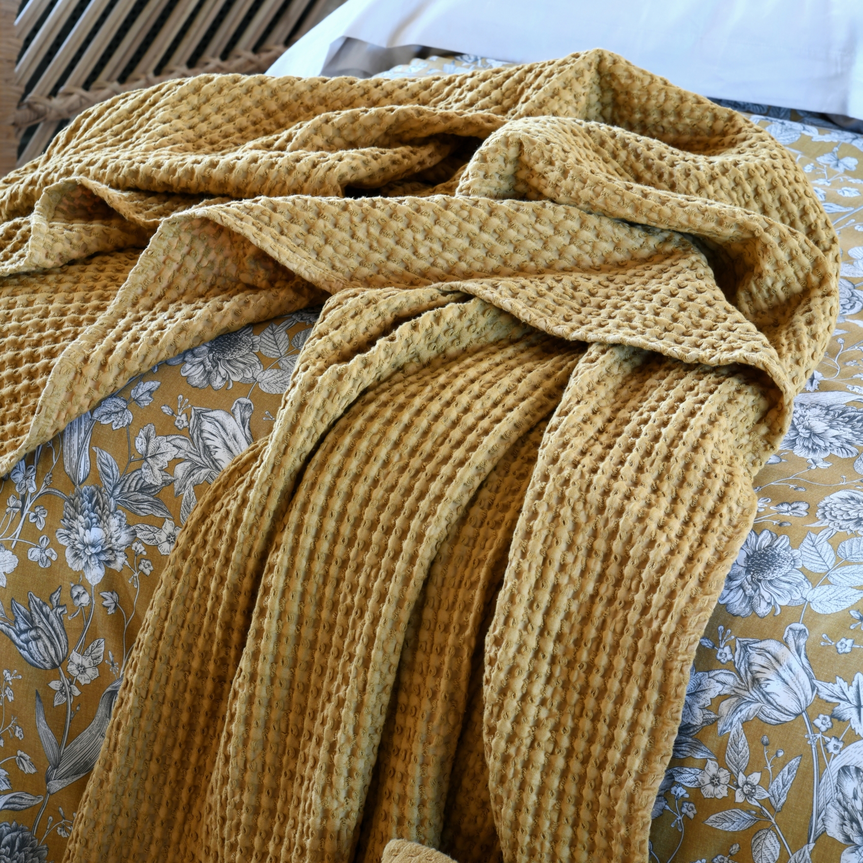 Plaid nid d'abeille coton — vue 4