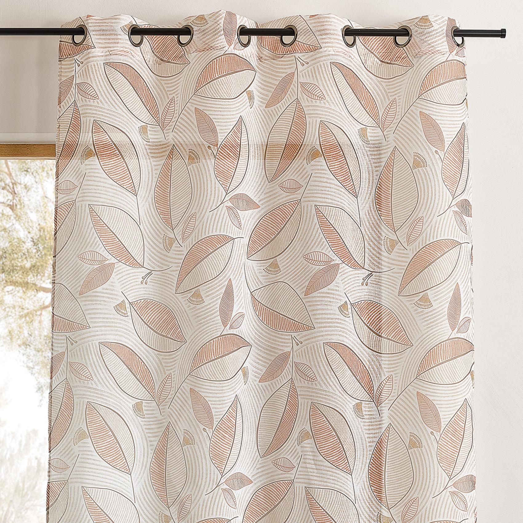 Voilage imprimé à motifs feuilles — vue 3