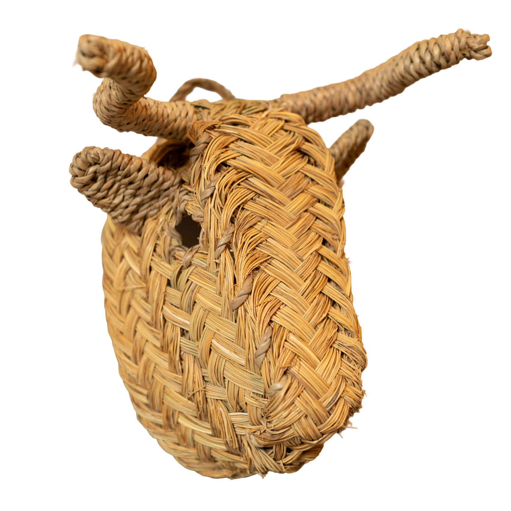 Déco murale petite tête de Taureau en paille
