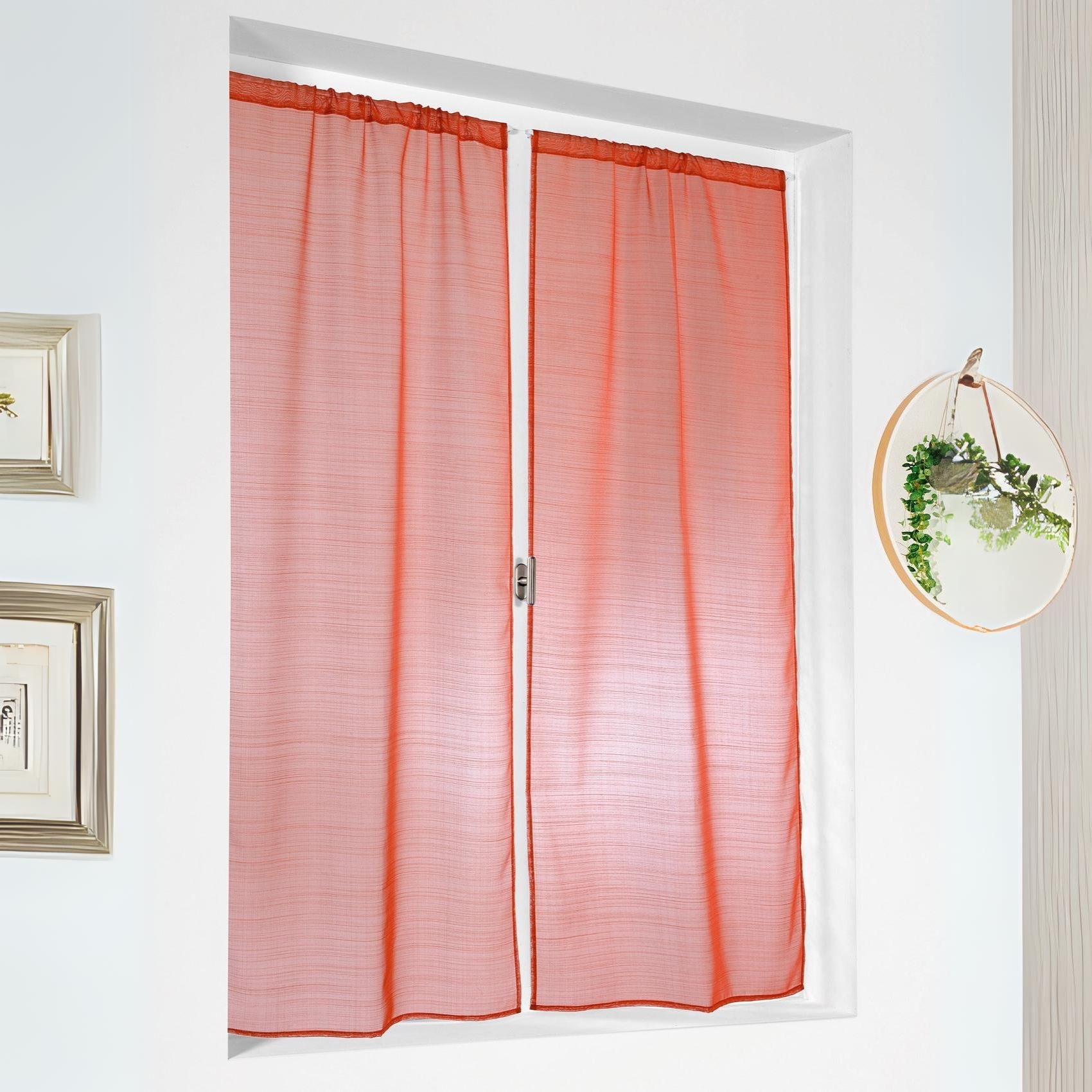 Paire de petits voilages droits en étamine givrée