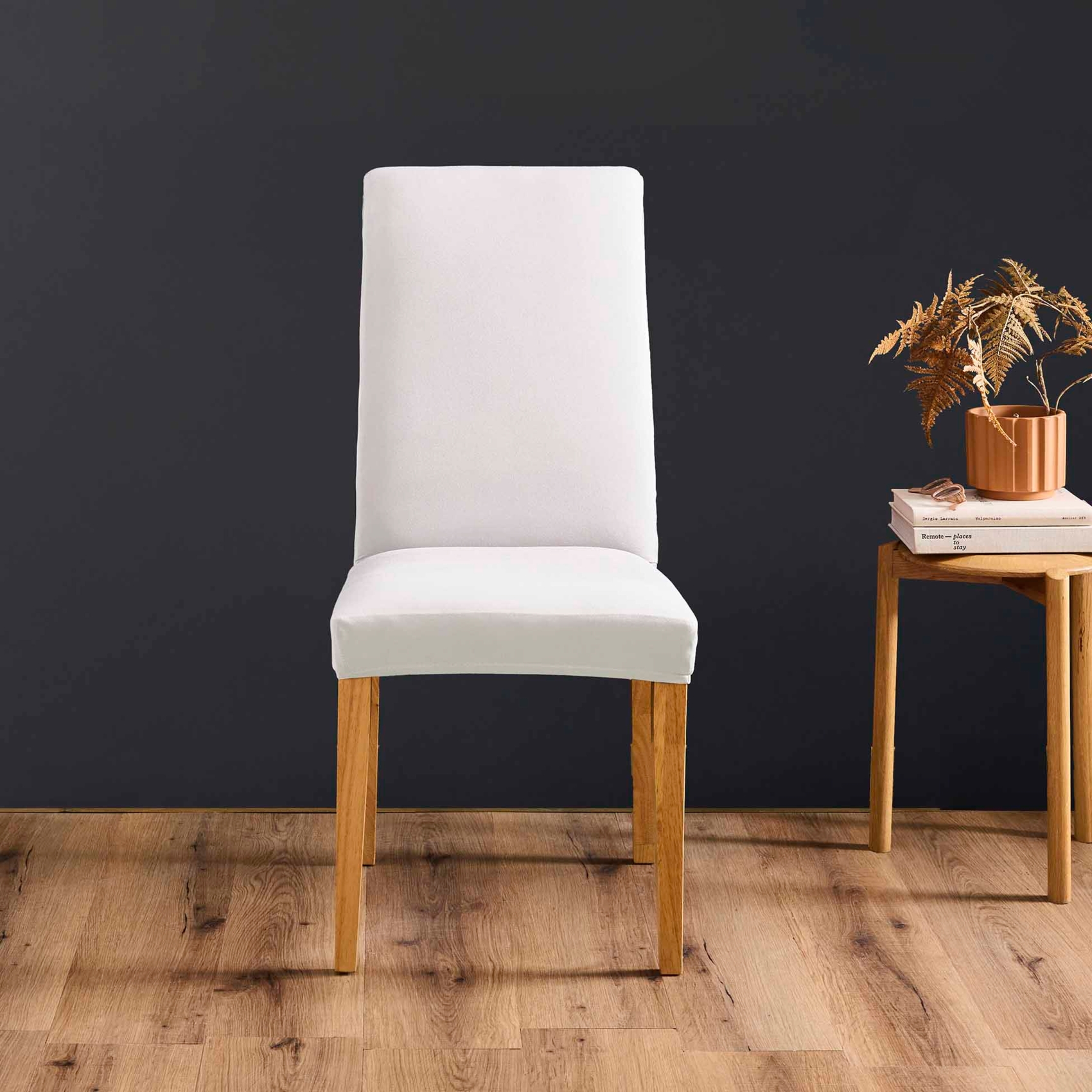 Housse de chaise extensible unie pour assise 40 à 50 cm — vue 5