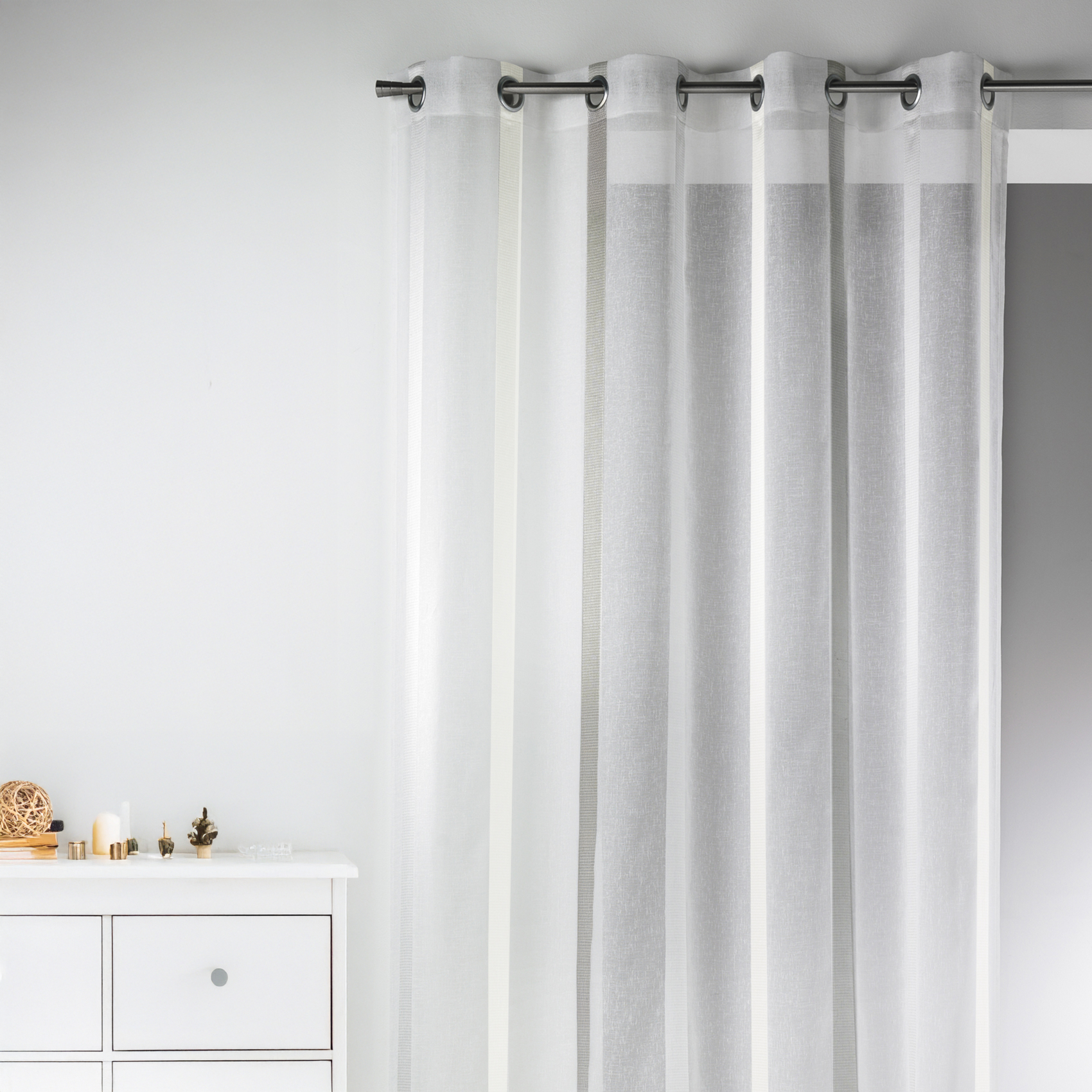 Voilage en Etamine à Rayures Verticales Larges