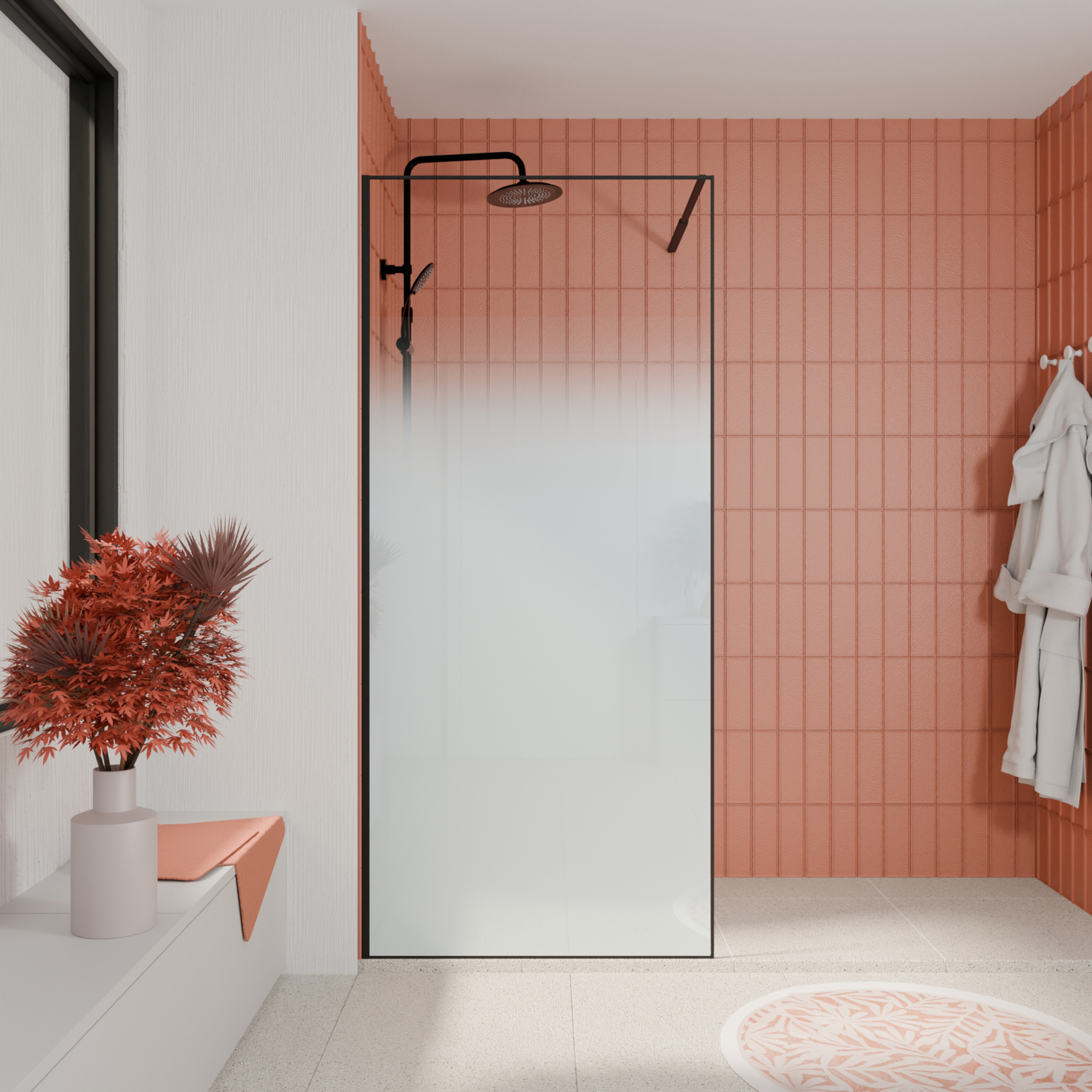 Paroi de douche en verre trempé effet brume — vue 3