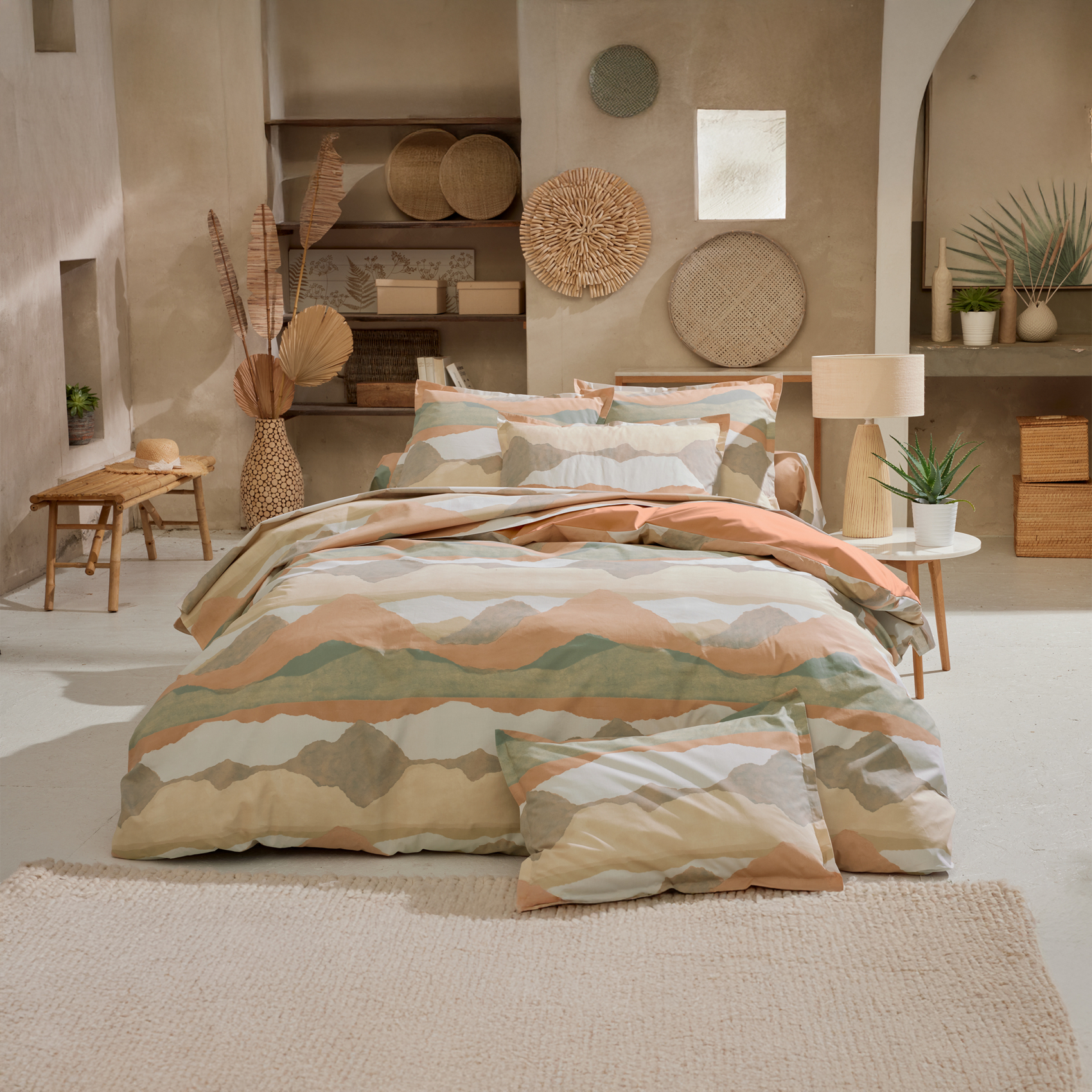 Housse de couette percale de coton paysage abstrait