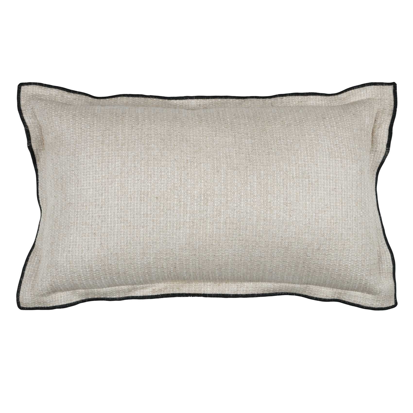 Coussin  poly-lin volant plat feston noir