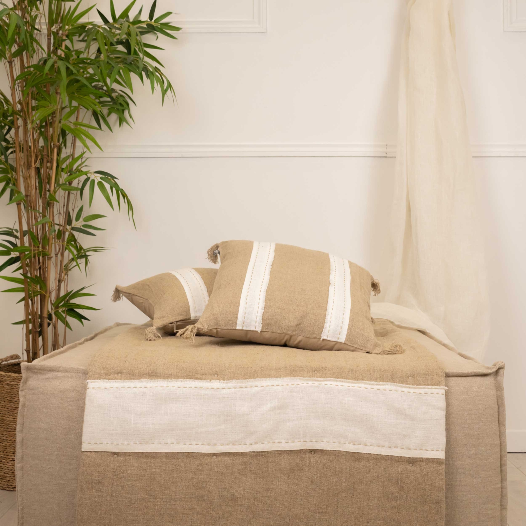 Coussin en lin et coton déhoussable — vue 3