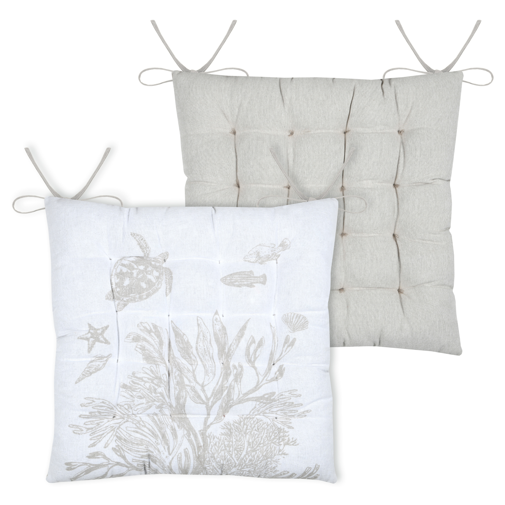 Galette de chaise polycoton matelassée 16 points avec liens — vue 4