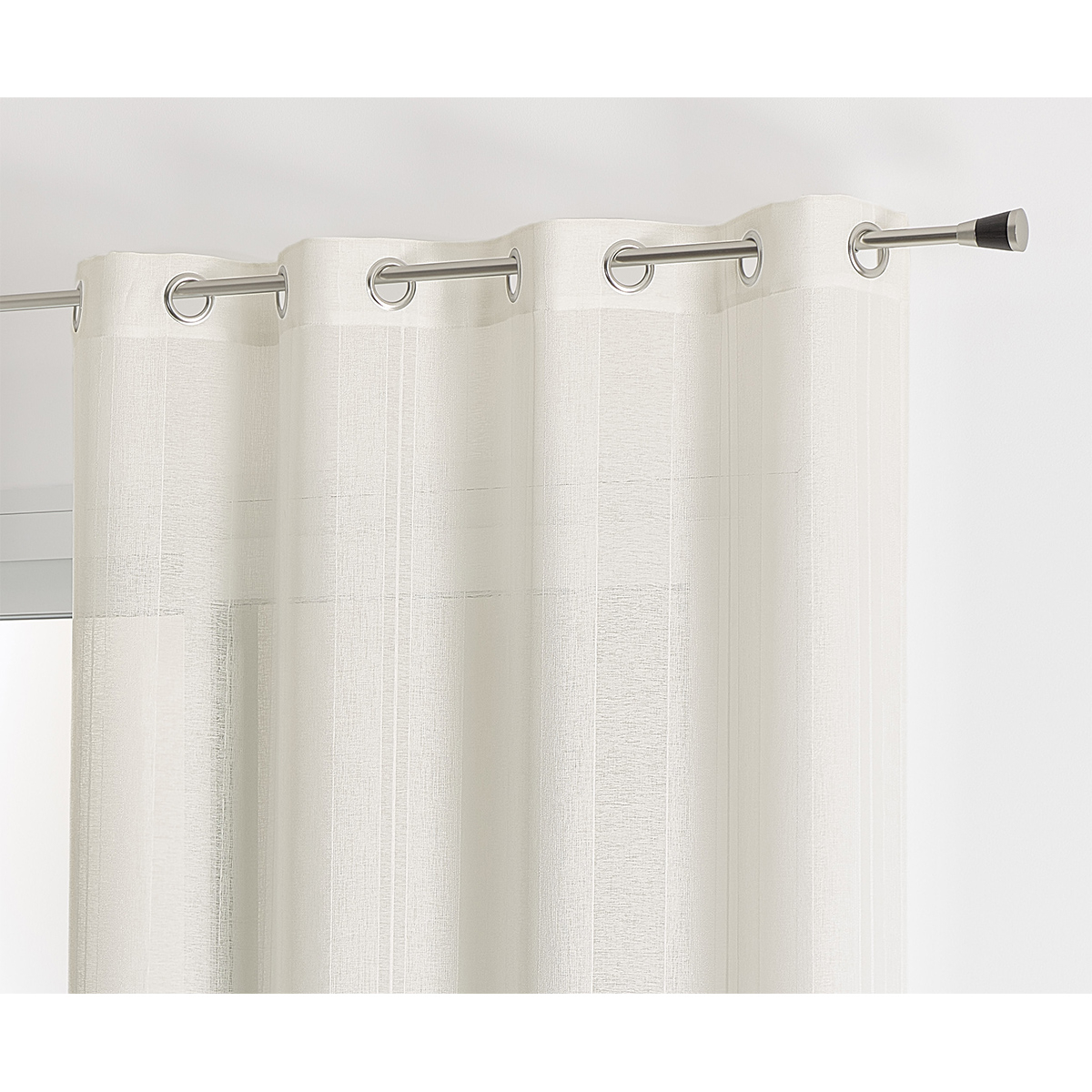 Voilage uni rayures brodées — vue 3