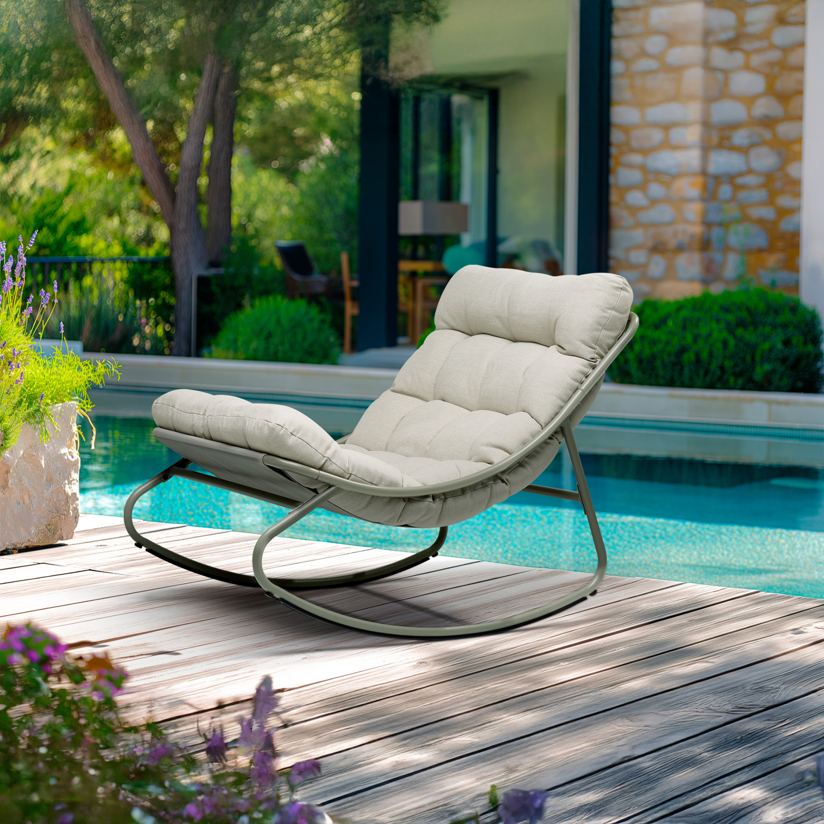 Fauteuil de jardin à bascule avec coussin — vue 4