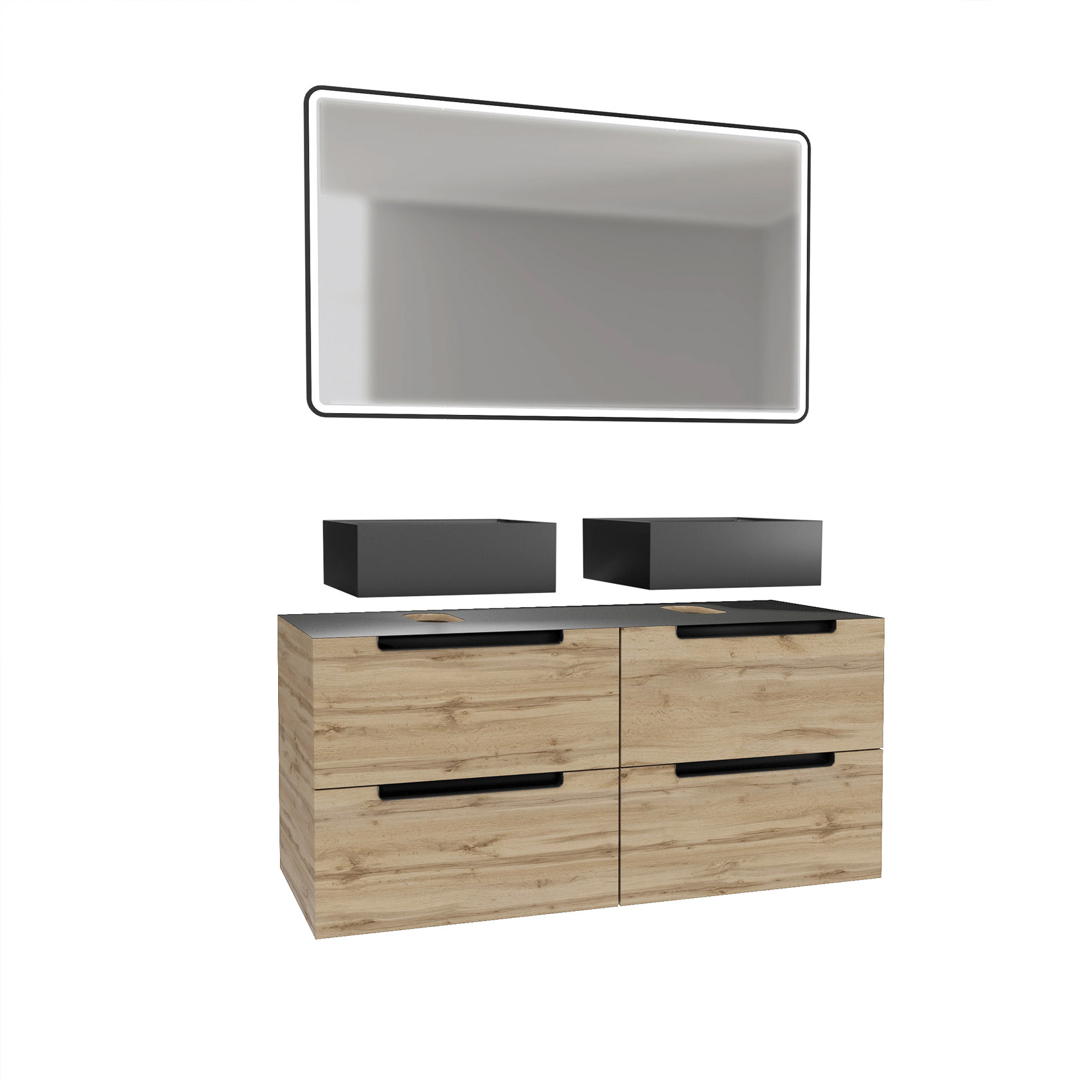 Meuble de salle de bain avec 2 vasques et miroir à leds — vue 3