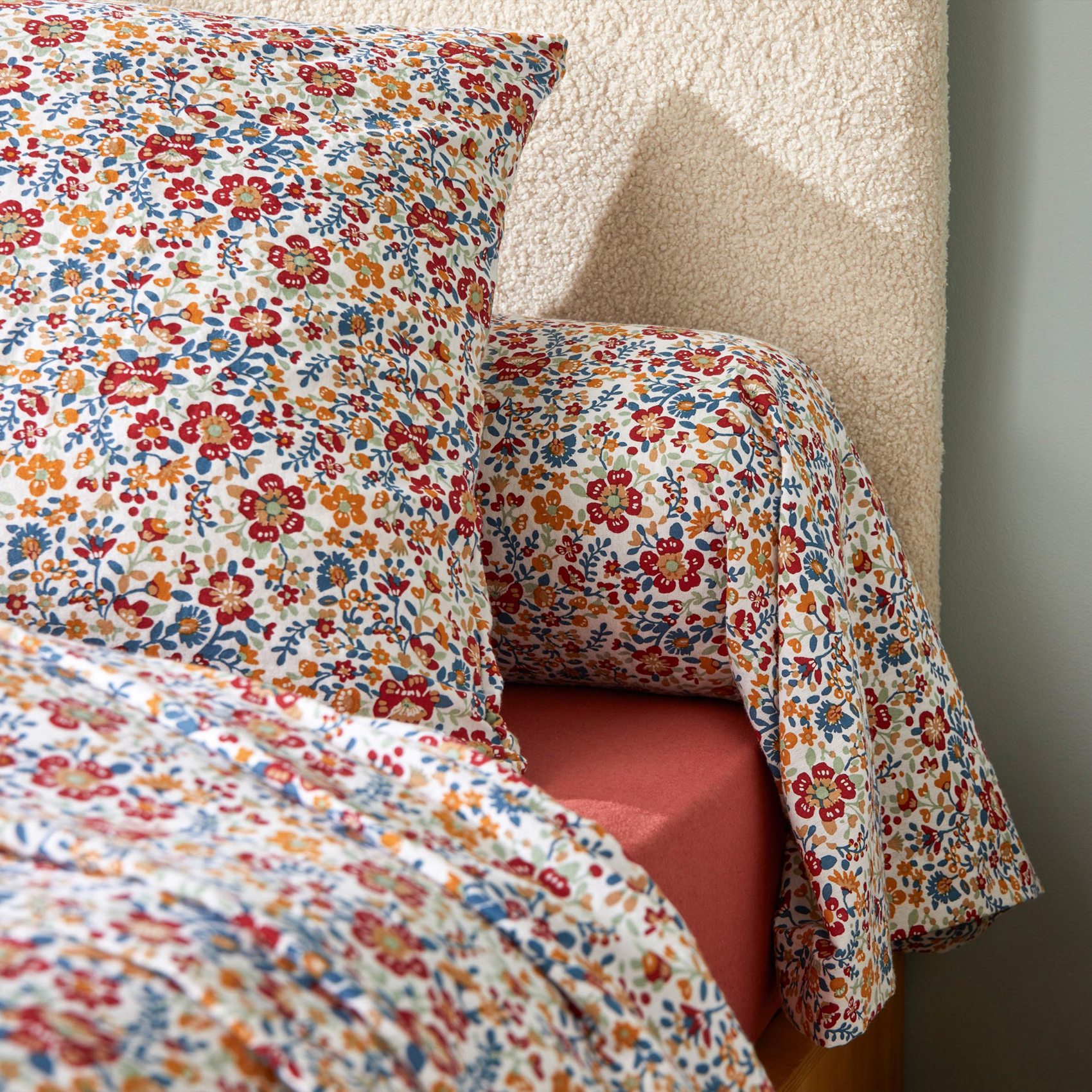 Parure de lit 2 pièces flanelle de coton floral housse + taie — vue 3