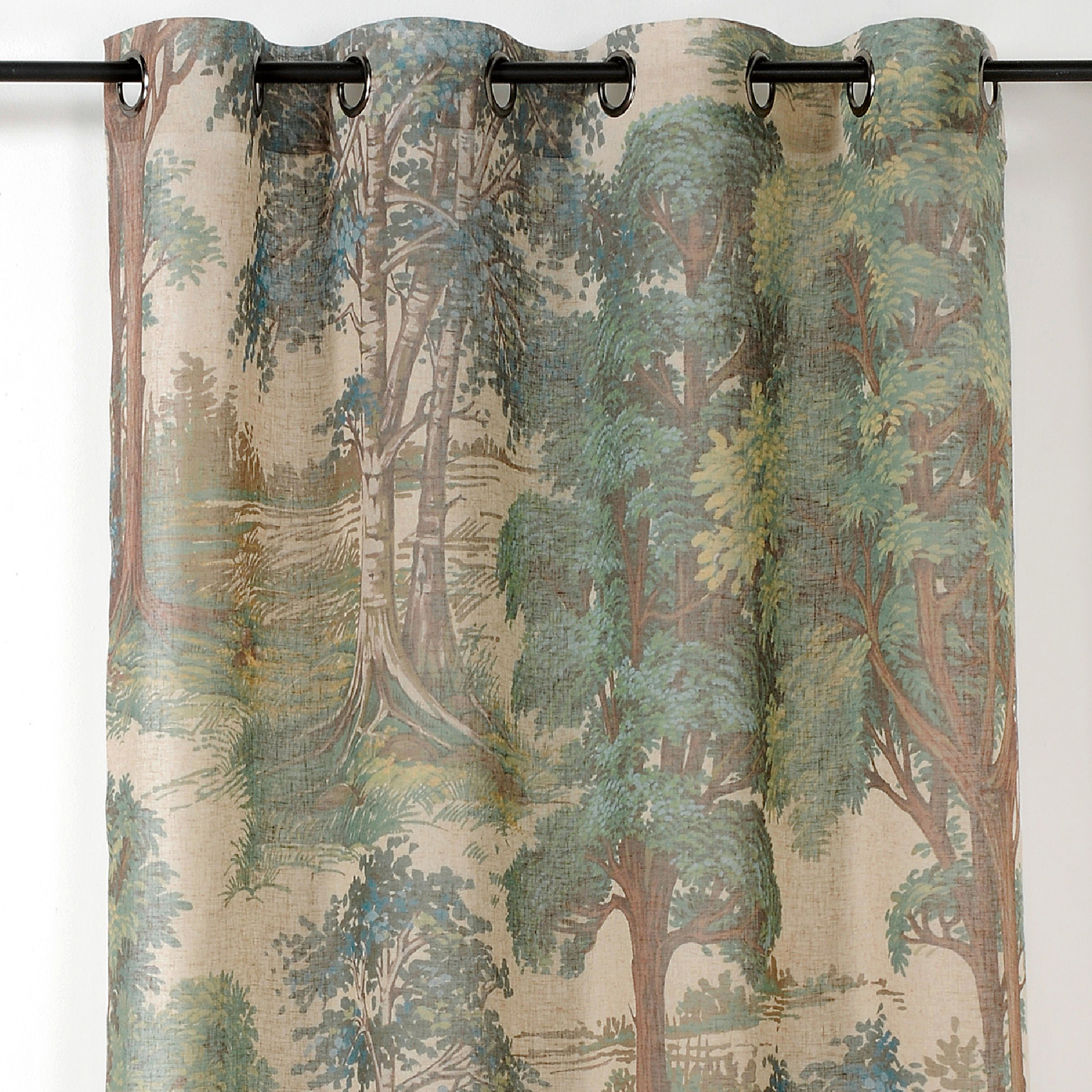 Voilage en lin à motif forêt — vue 4