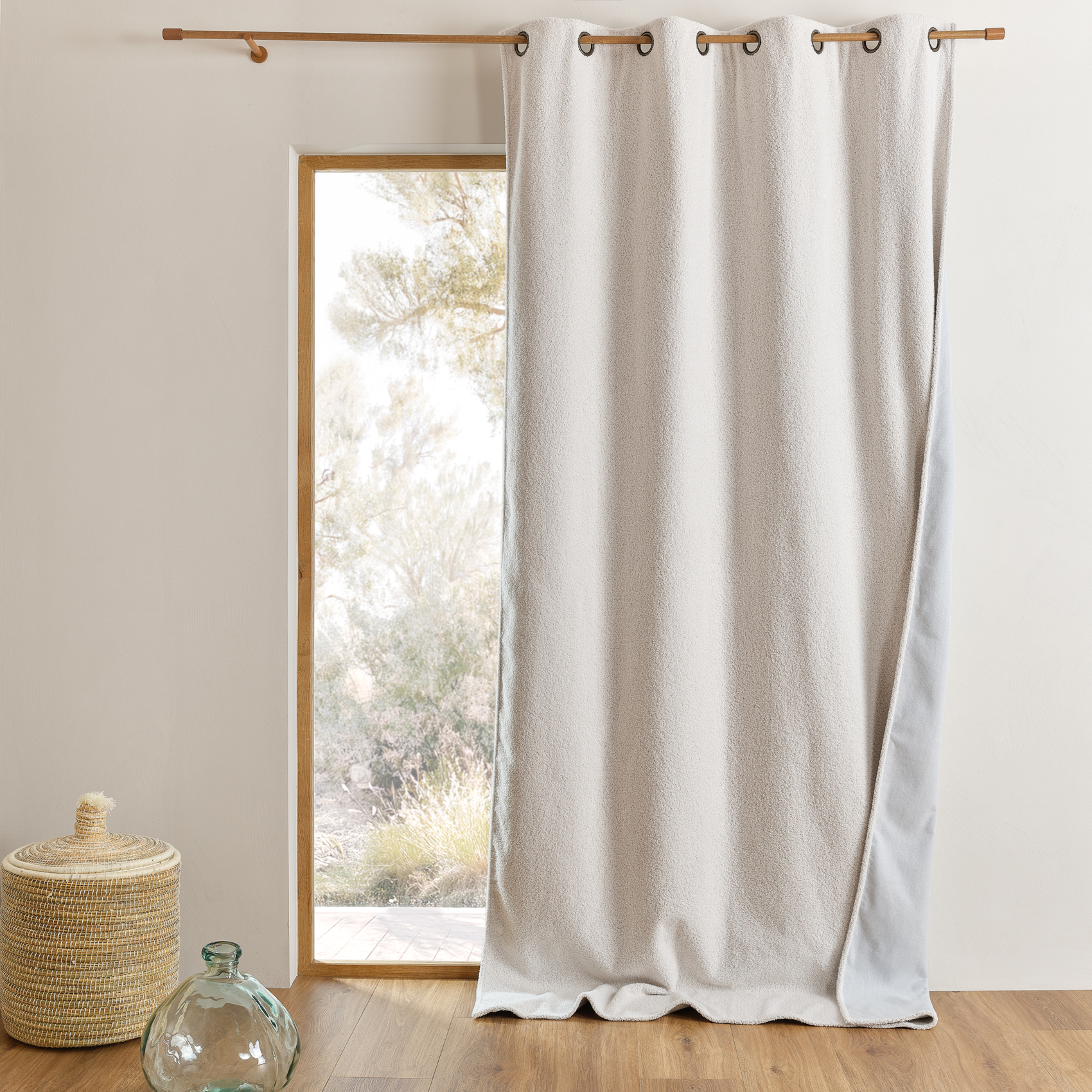 Rideau thermique 100 % occultant en tissu bouclette
