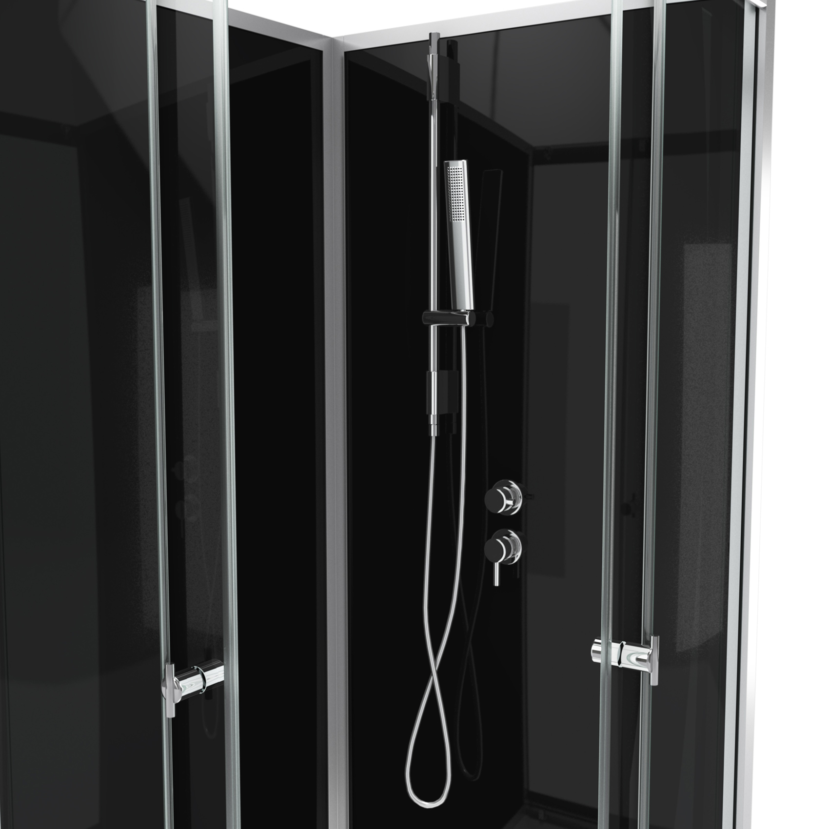 Cabine de douche carrée avec portes coulissantes en verre trempé — vue 4