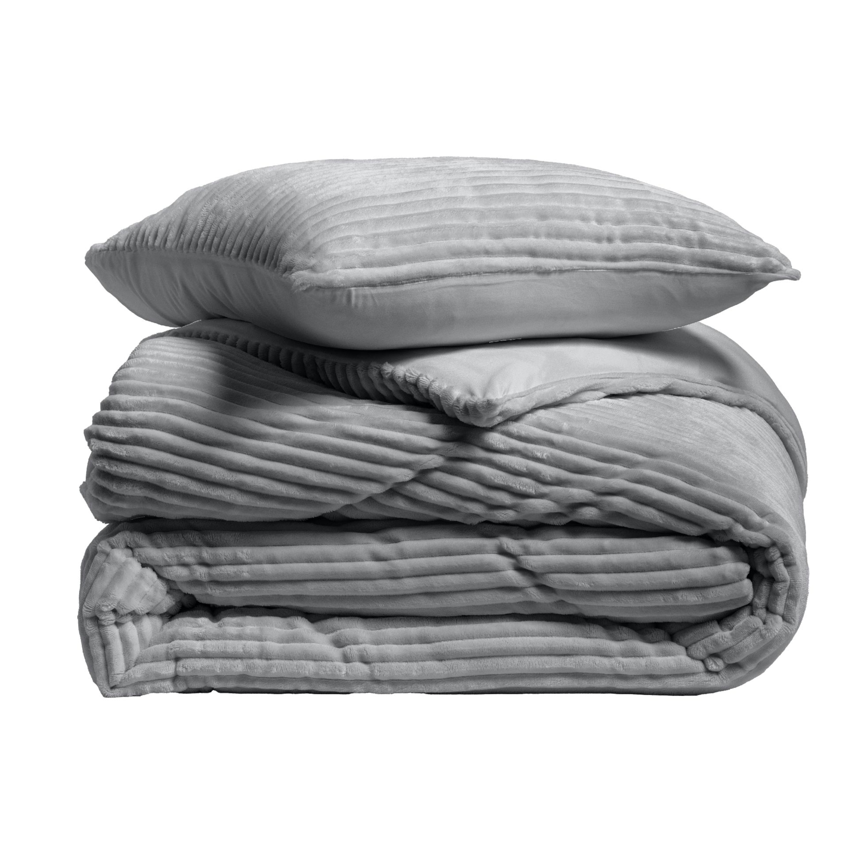 Parure de lit en flanelle relief unie avec fermeture zippée — vue 5