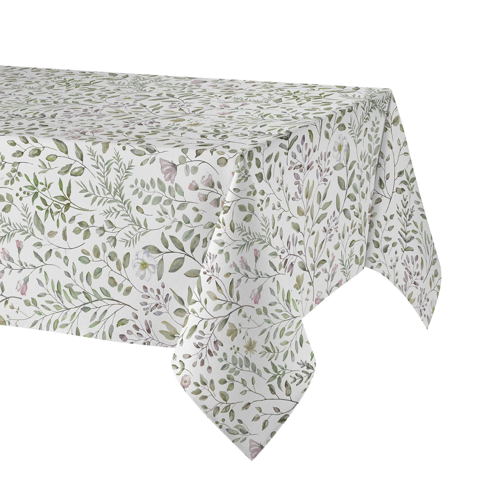 Nappe rectangulaire en coton enduit anti-tache motif végétal
