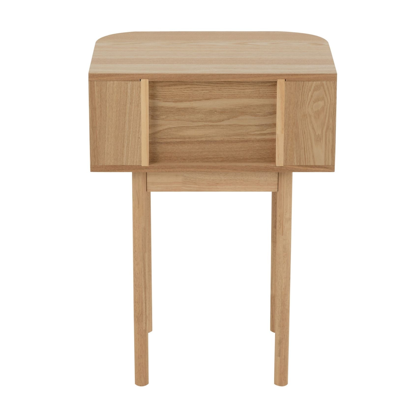Table de chevet ronde en bois naturel avec tiroir — vue 5