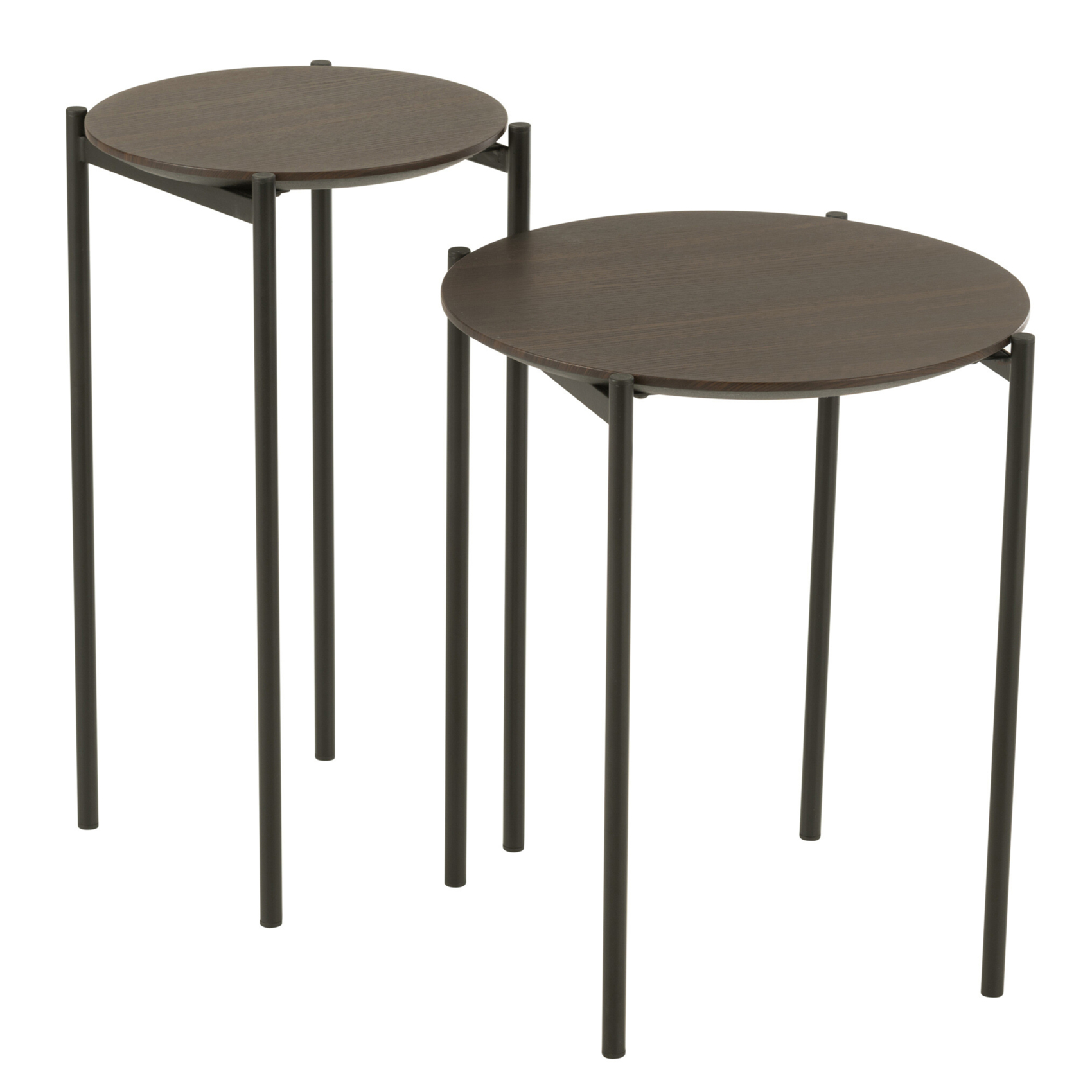 Ensemble de 2 tables gigognes rondes en bois et métal