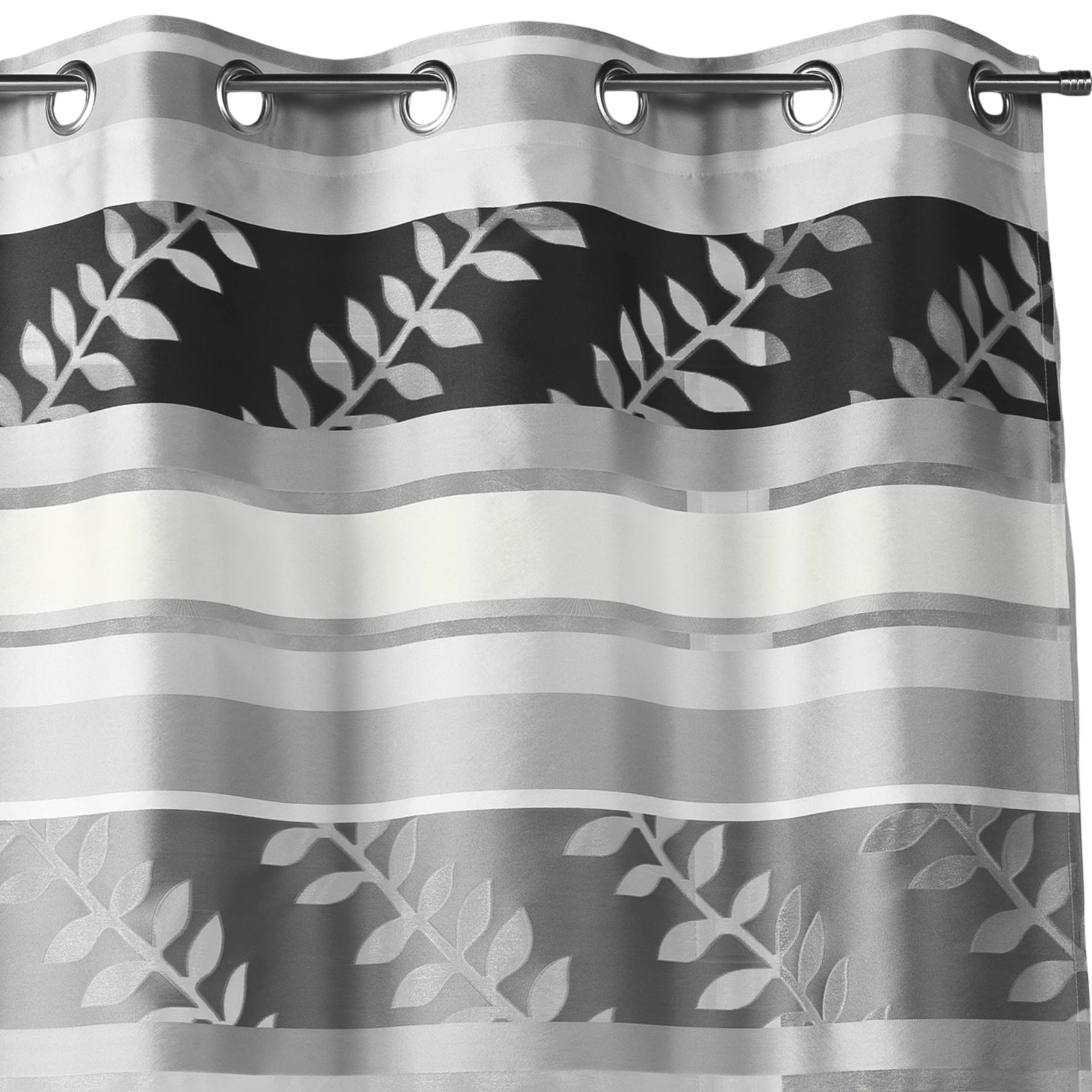 Voilage en organza gris argent à motifs