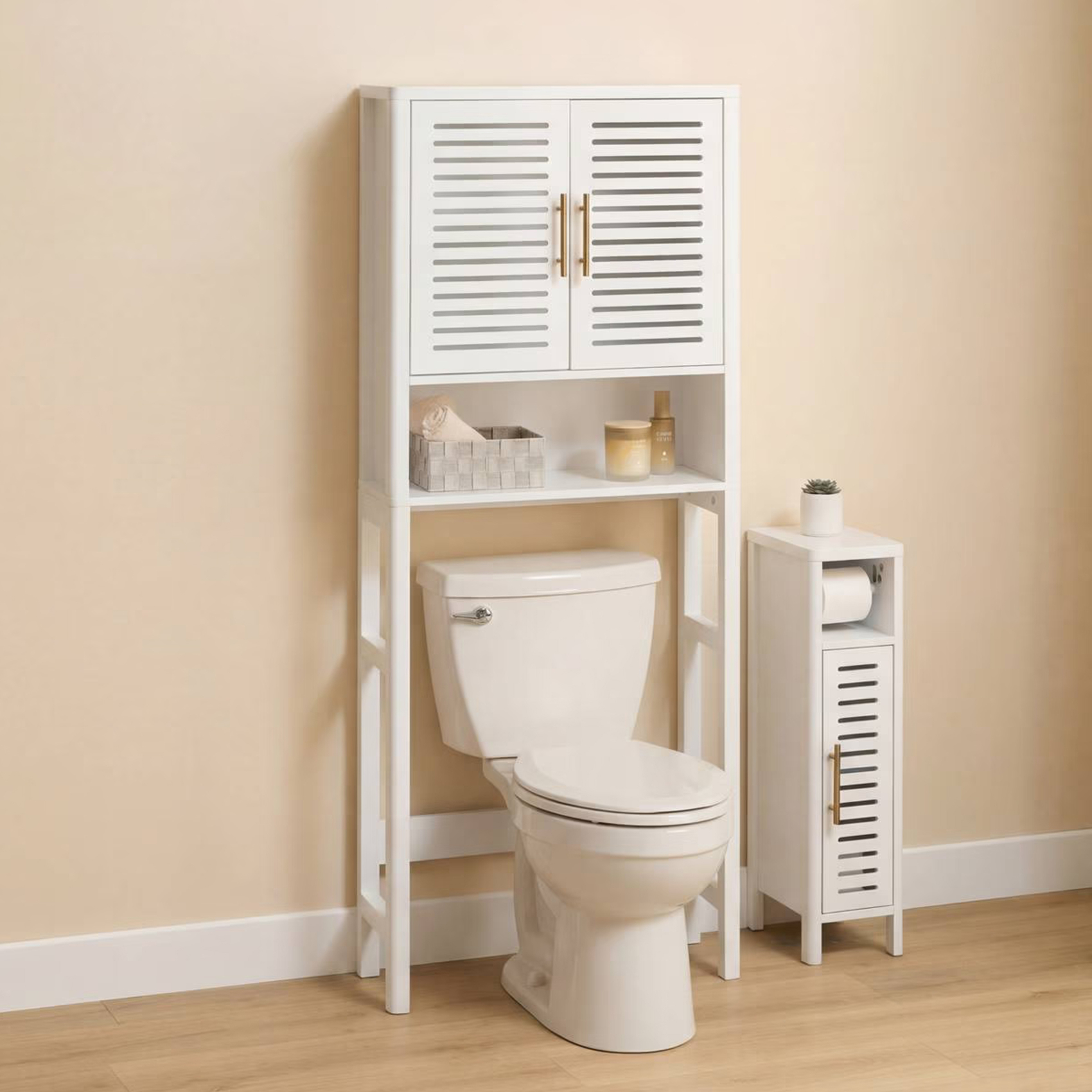 Meuble WC 2 portes avec étagère — vue 4