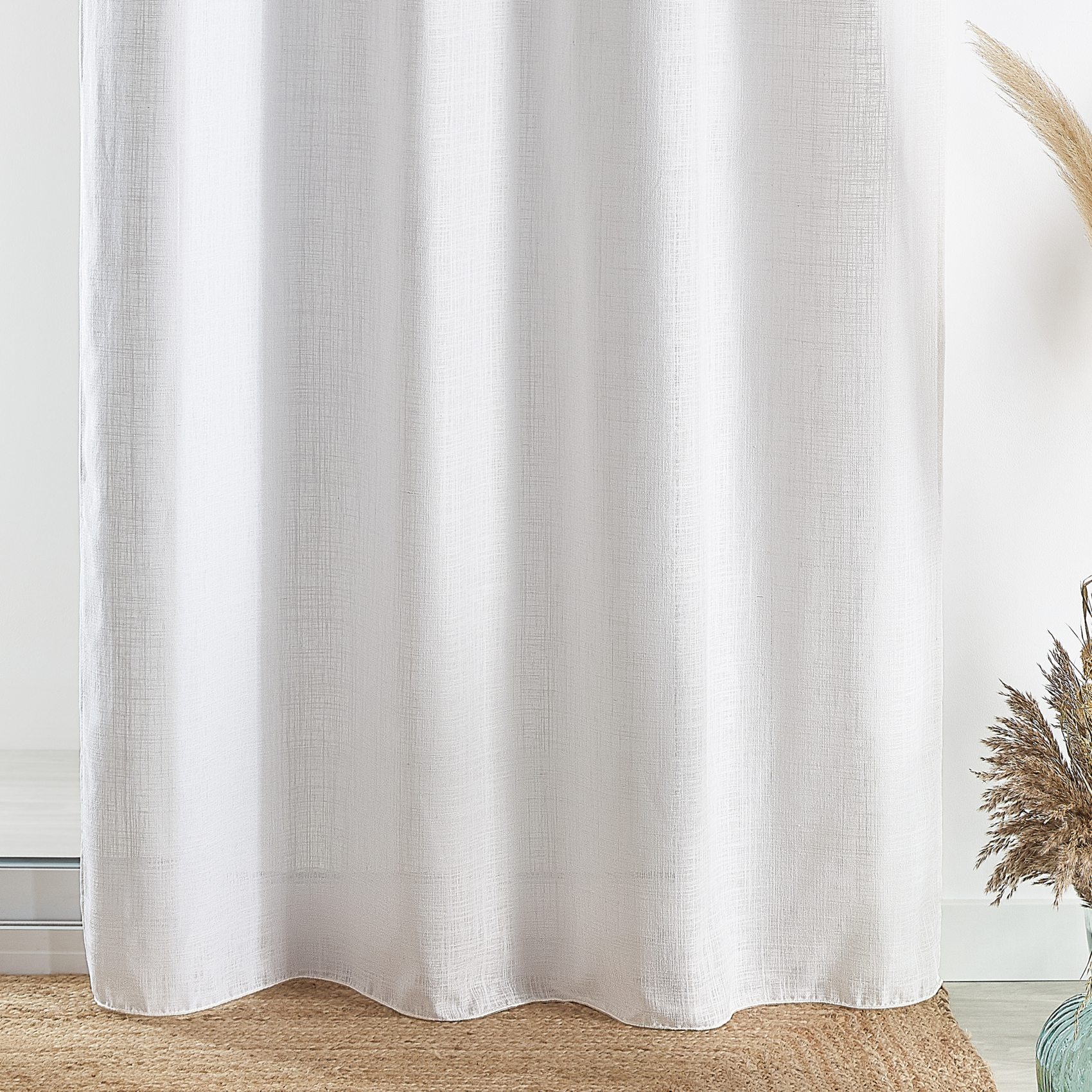 Voilage à oeillets uni en polycoton et lin — vue 3