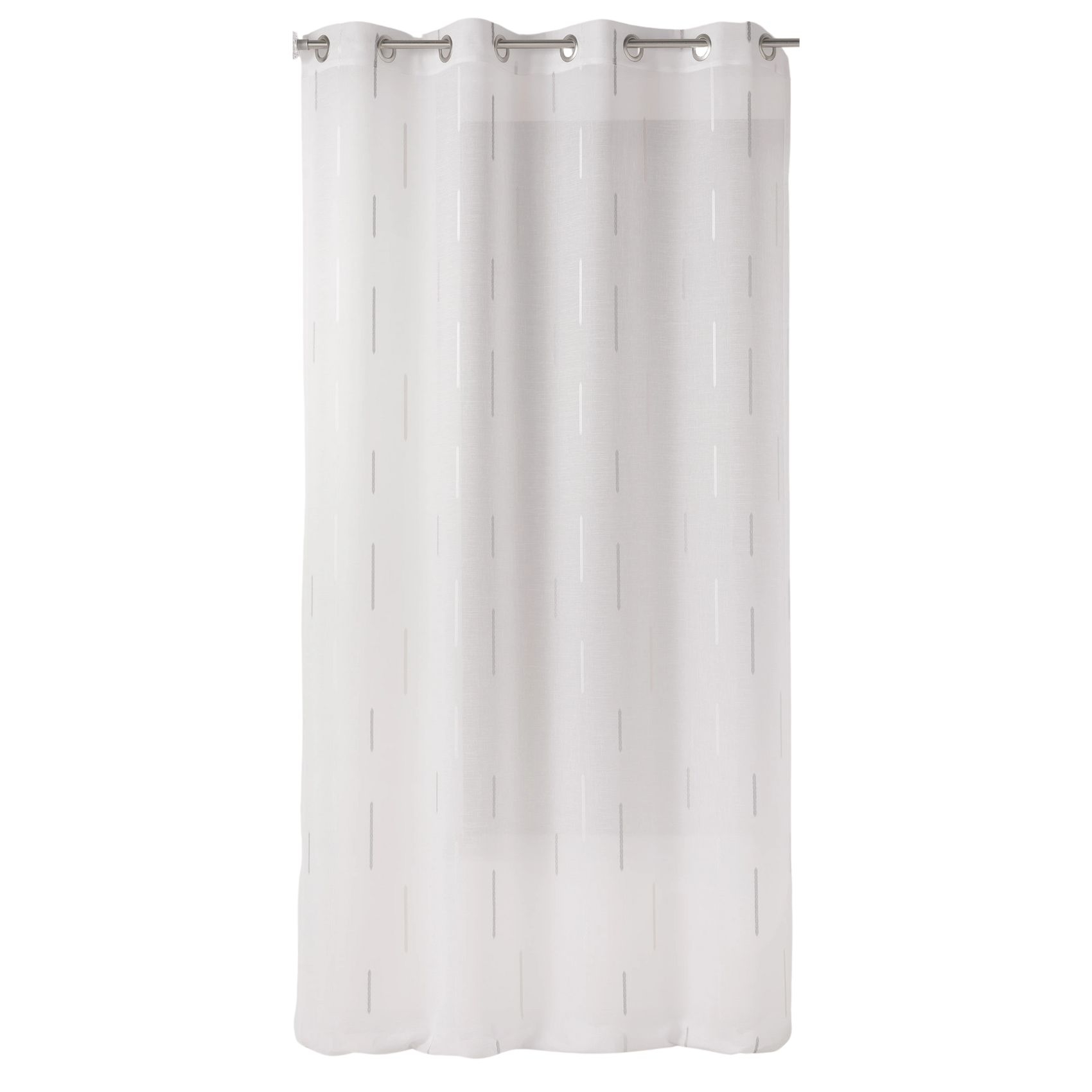 Voilage blanc print traits blancs et gris — vue 3
