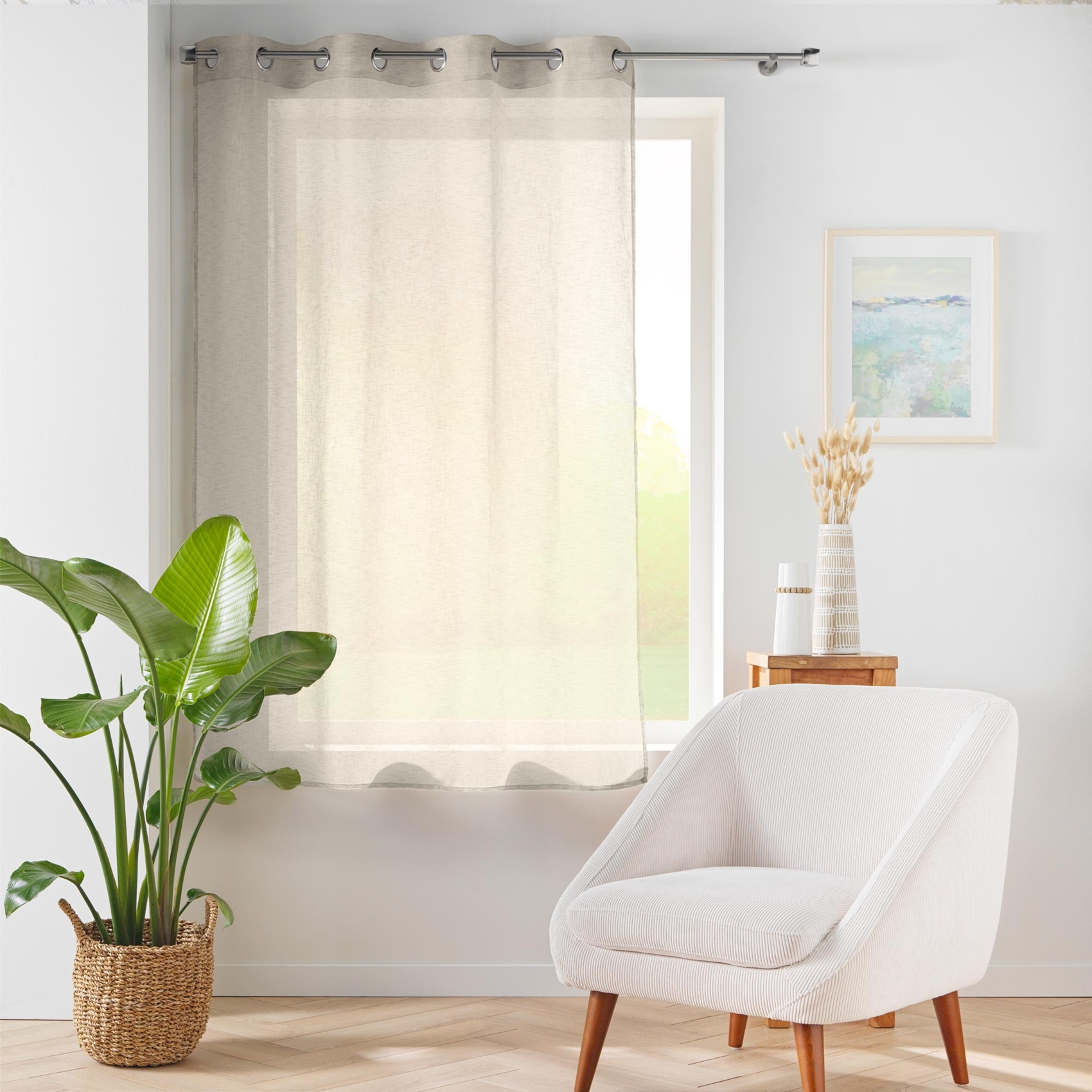 Voilage court à œillets en voile tissé — vue 5