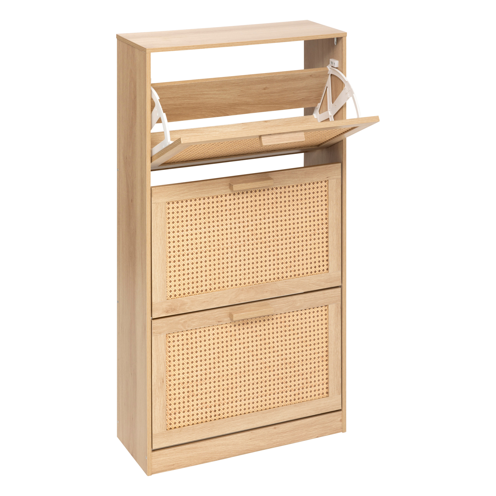 Meuble à chaussures 3 abattants avec façades cannage — vue 3