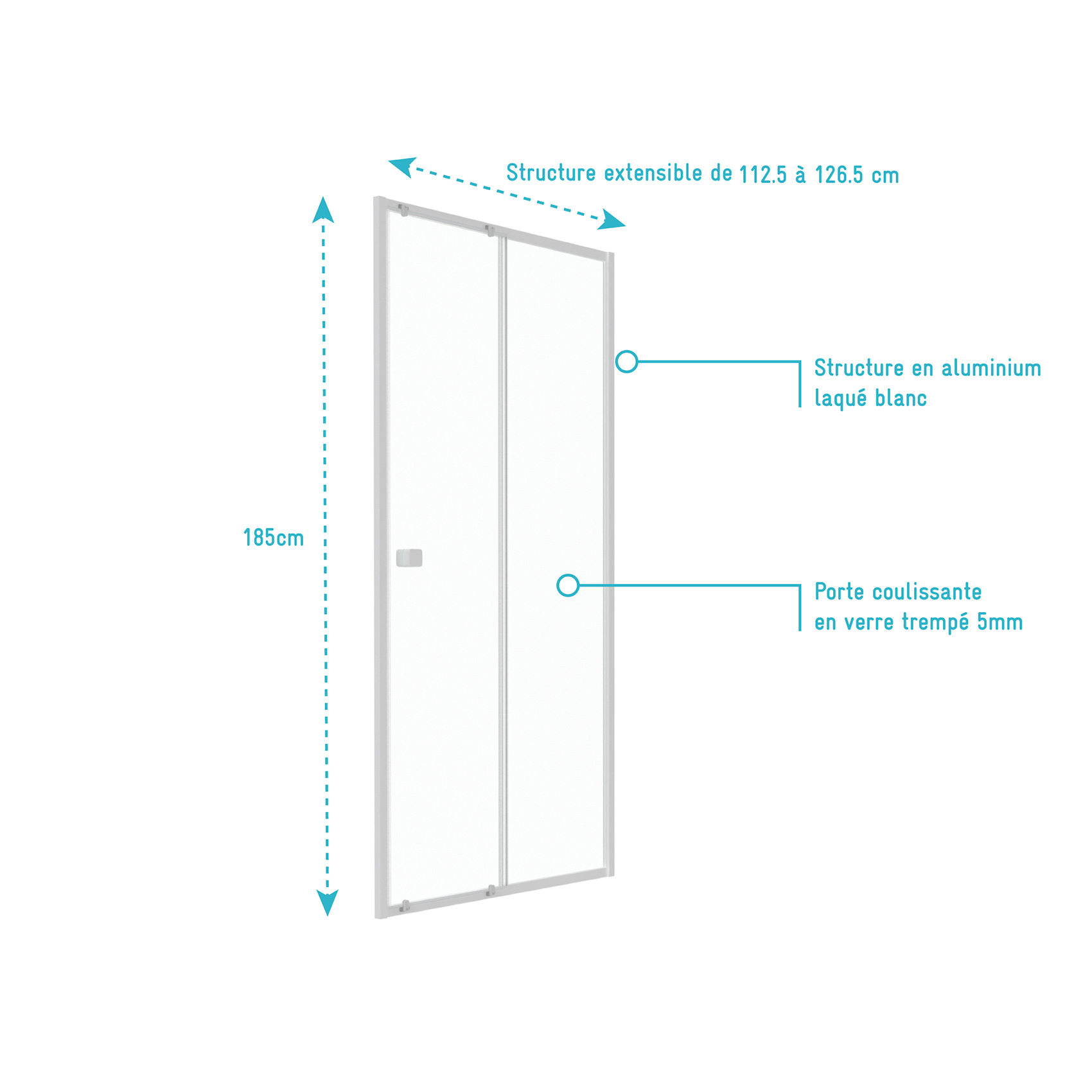 Porte de douche coulissante extensible minimaliste — vue 5