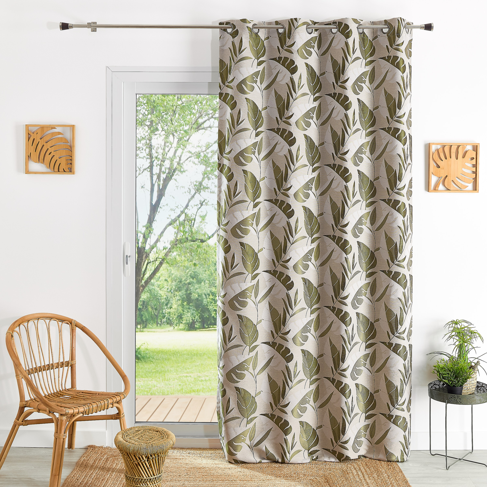 Rideau tamisant à oeillets motif feuilles — vue 3