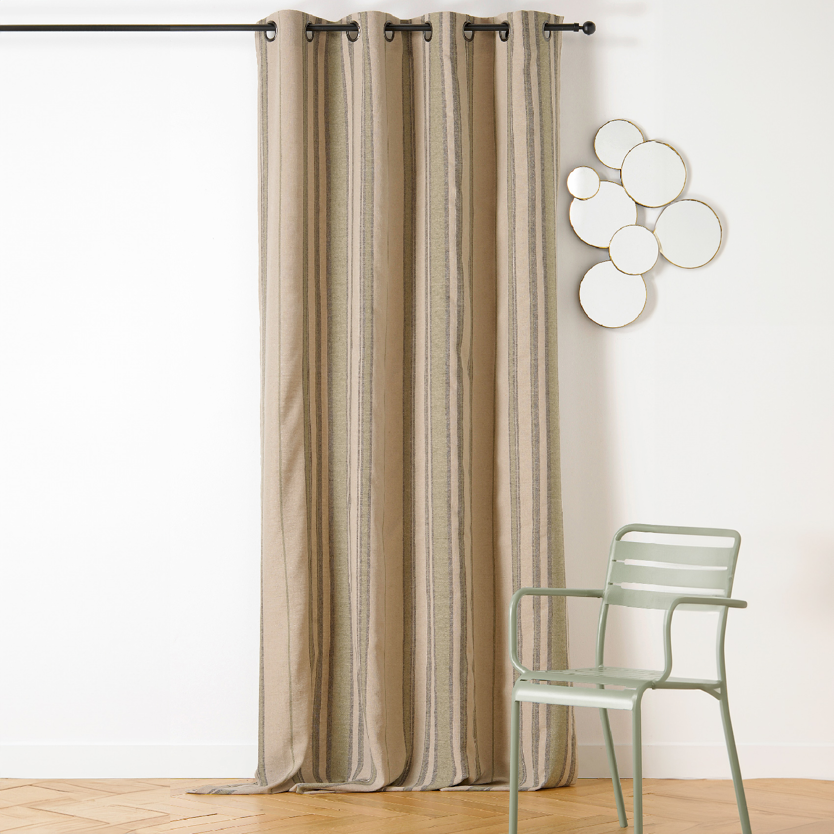 Rideau à Oeillets Lin Rayé Esprit Méditerranéen