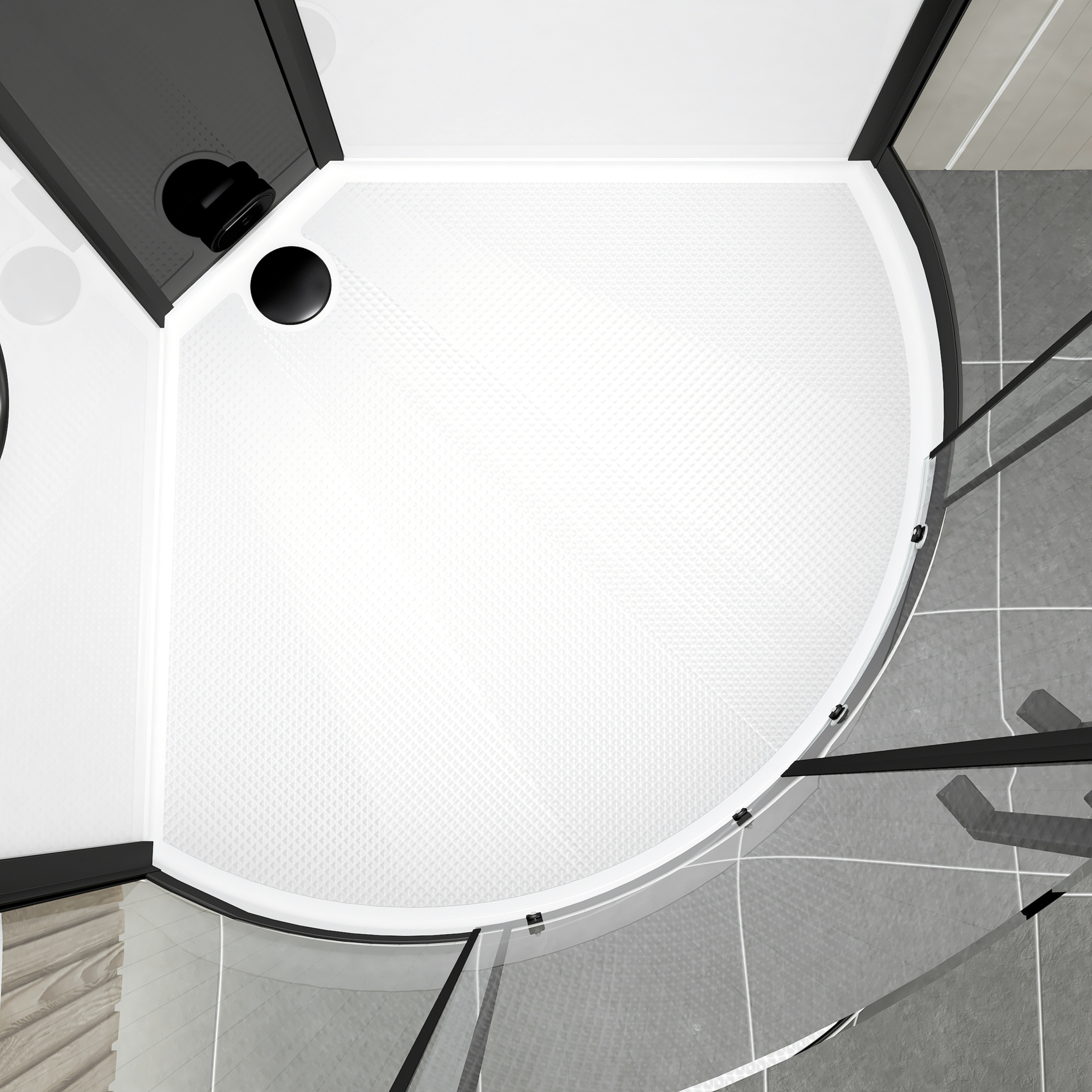Cabine de douche hammam 1/4 de cercle hydromassant — vue 6
