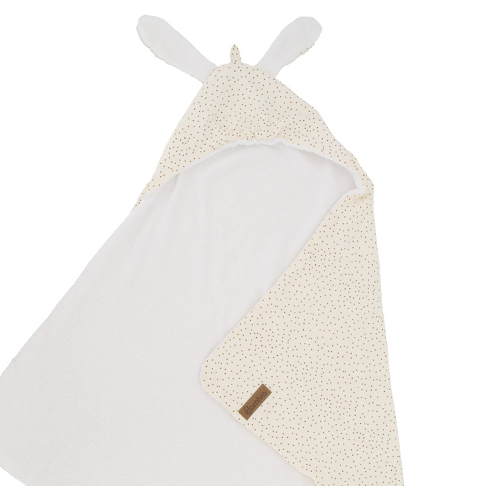 Sortie de bain bébé en mousseline à pois avec capuche — vue 3