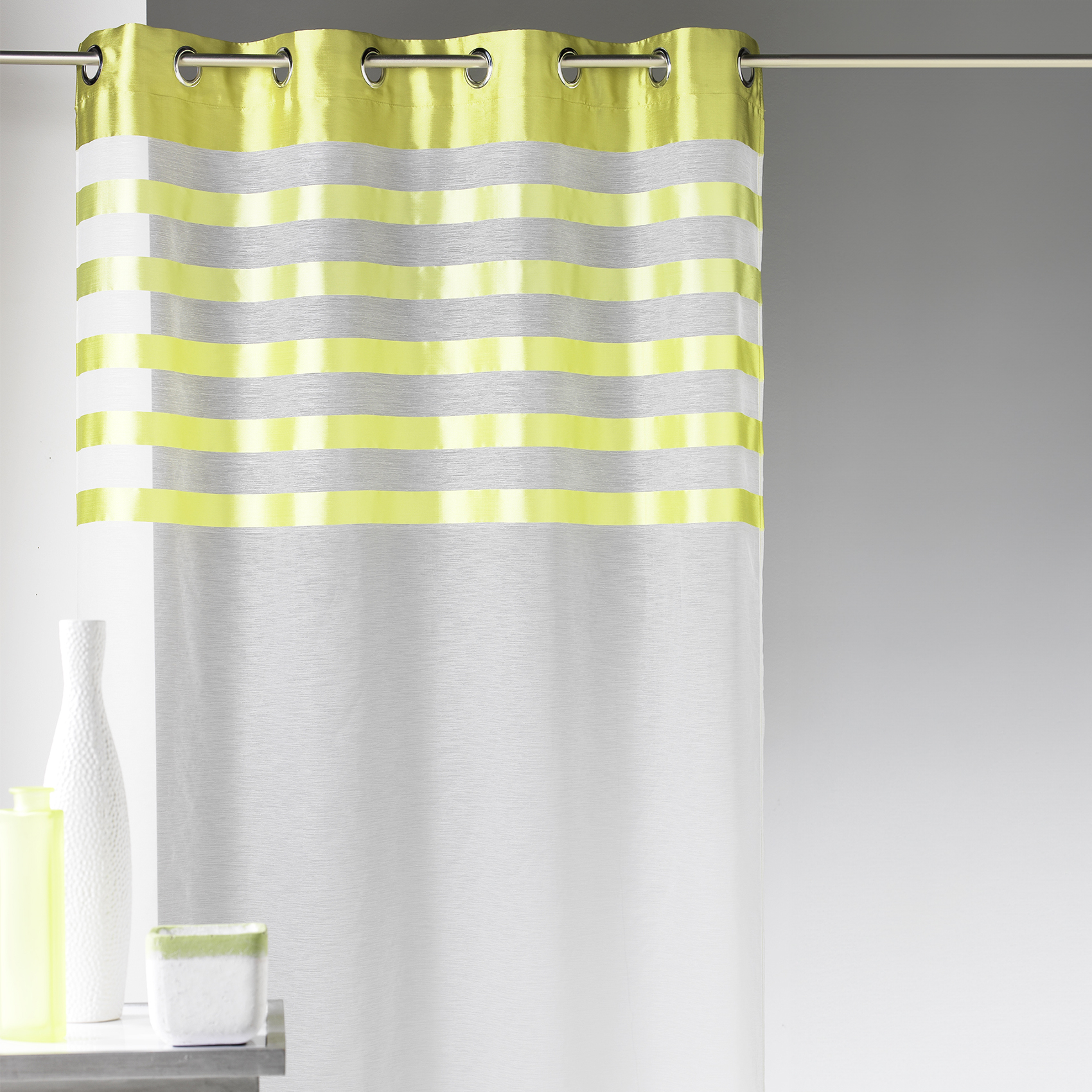 Voilage avec parement à rayures satinées et colorées — vue 4