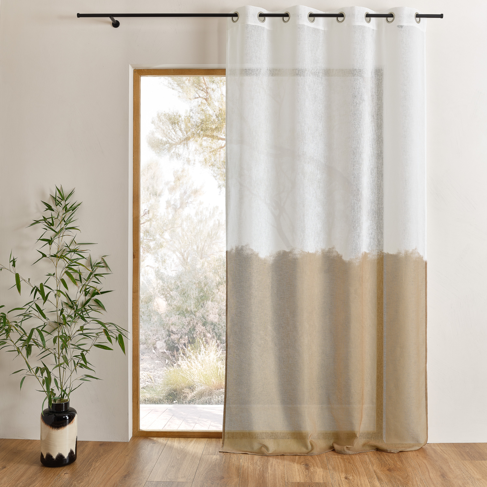 Voilage à oeillets bi-colore