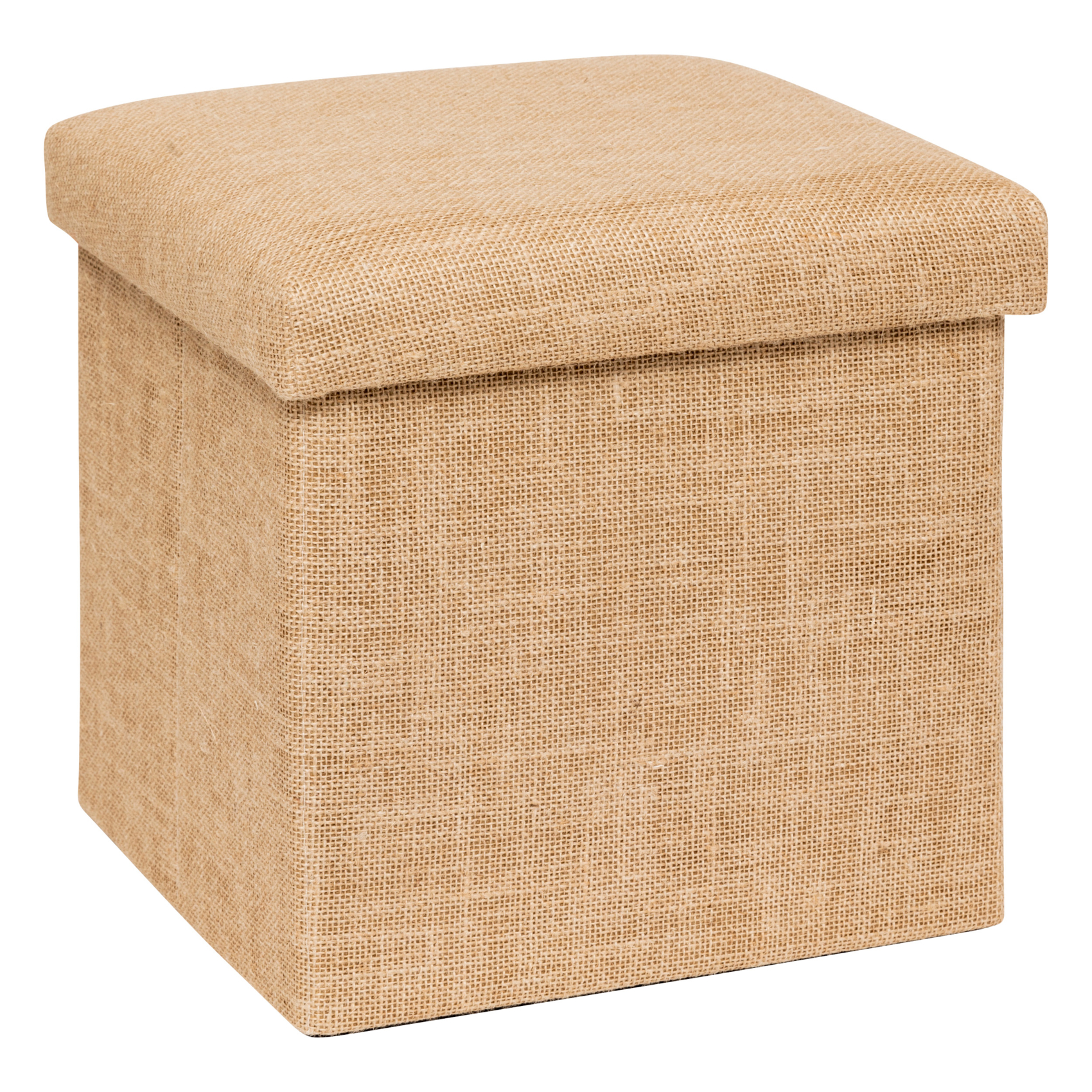 Pouf de rangement pliant toile de jute