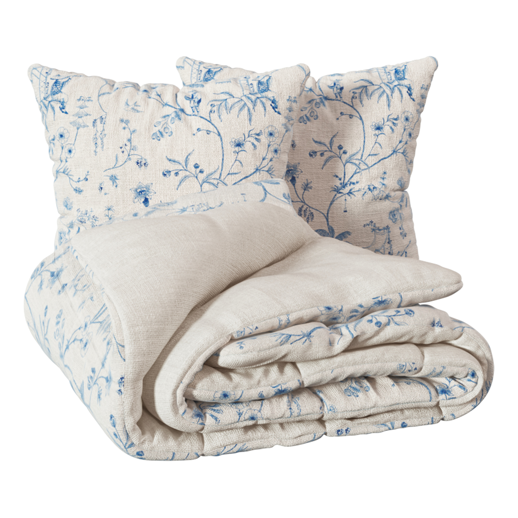 Parure de lit imprimée 3 pièces inspiration japonaise housse + taies