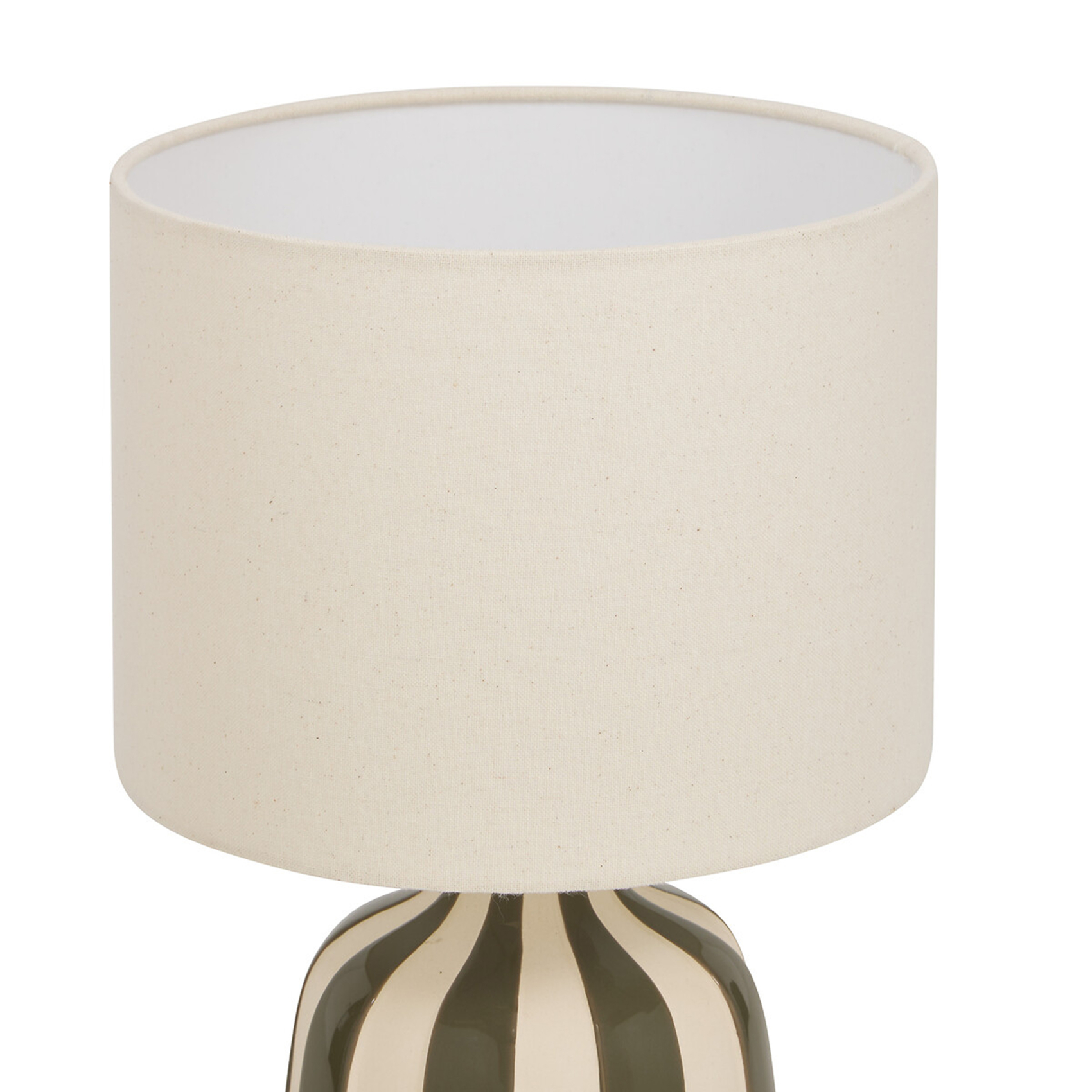 Lampe à poser en céramique rayée avec abat-jour textile — vue 6