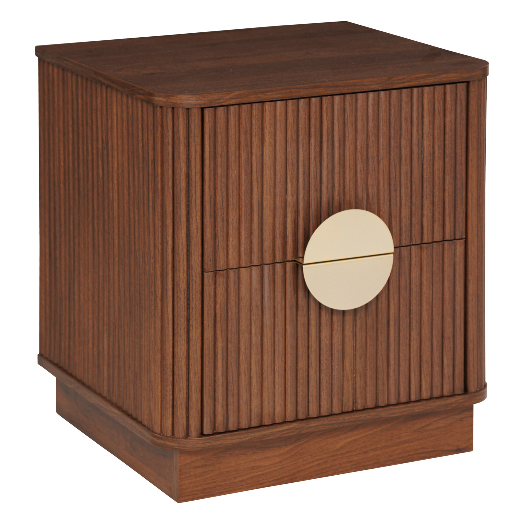 Table de chevet cannelé 2 tiroirs en bois