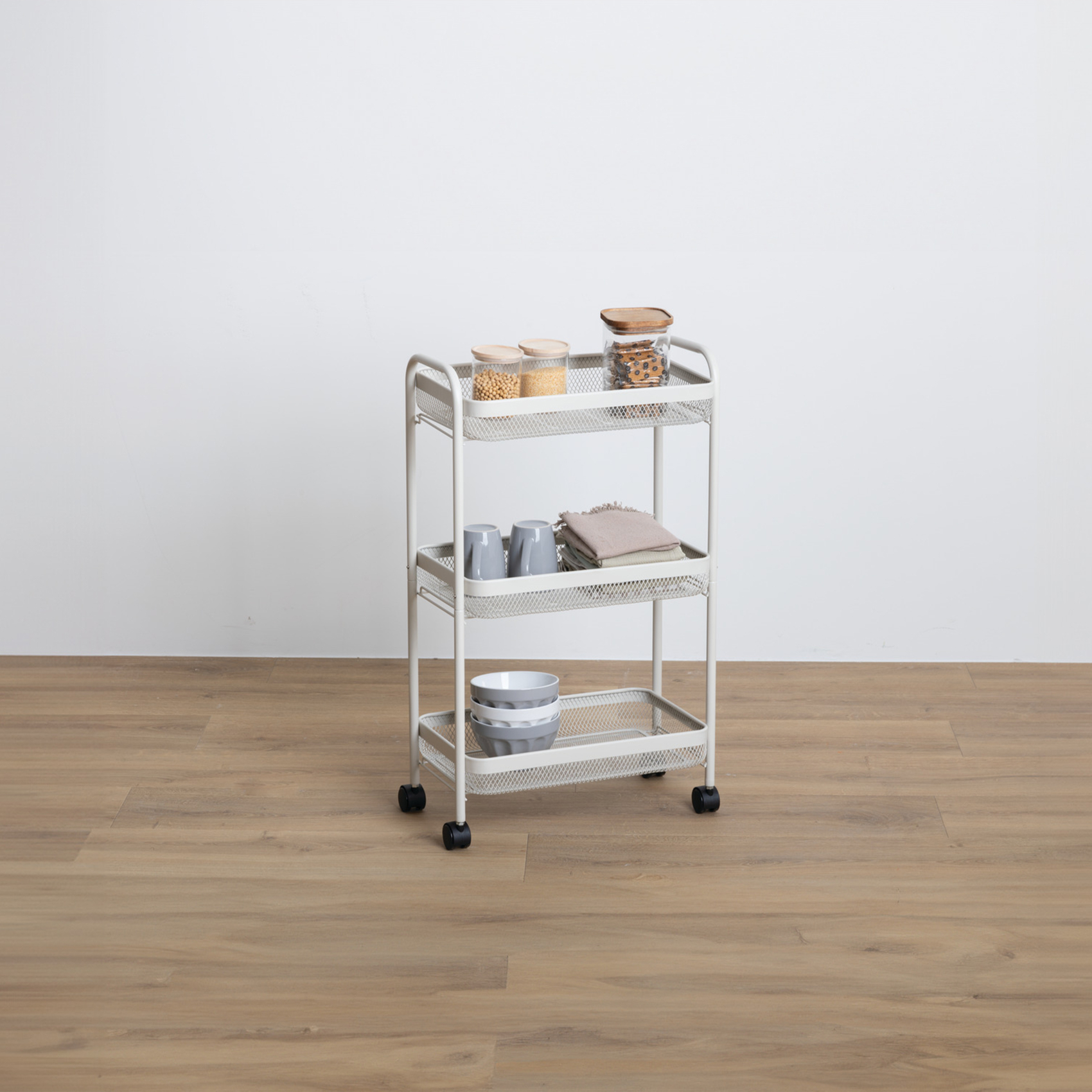 Desserte de rangement en métal 3 niveaux sur roulettes — vue 6