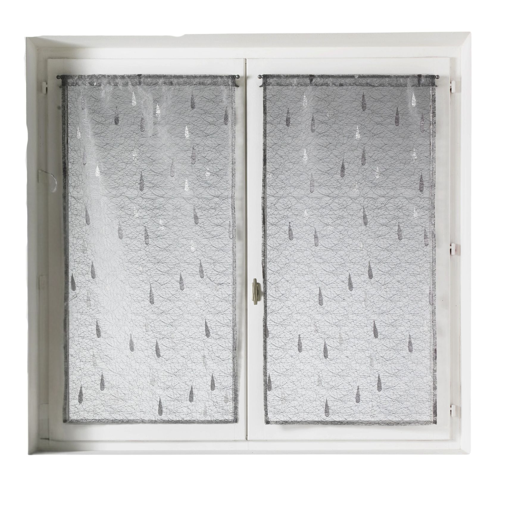Paire de petits voilages Organza et Jacquard à motifs gouttes — vue 4