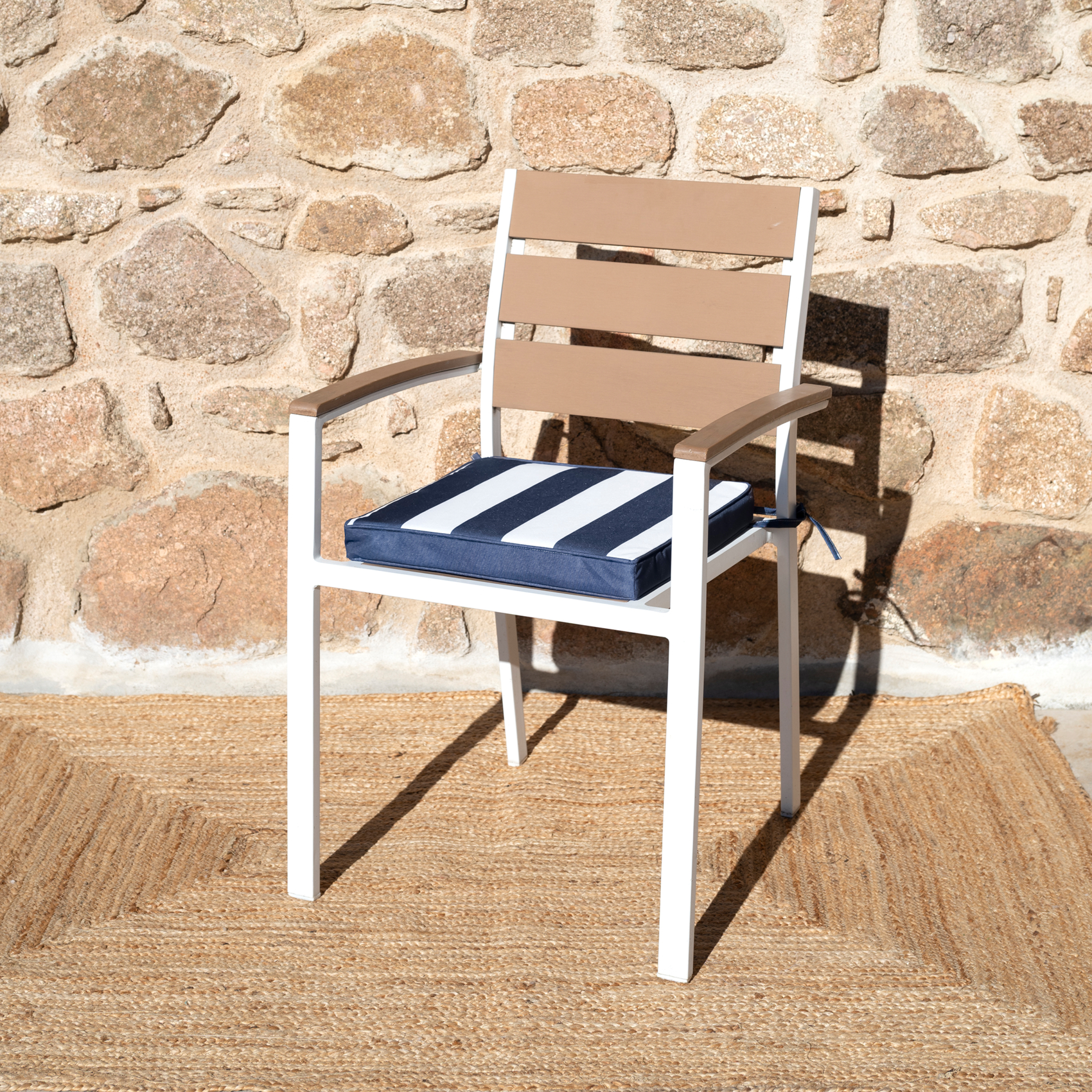 Galette de chaise imperméable déhoussable à rayures ARCACHON — vue 6
