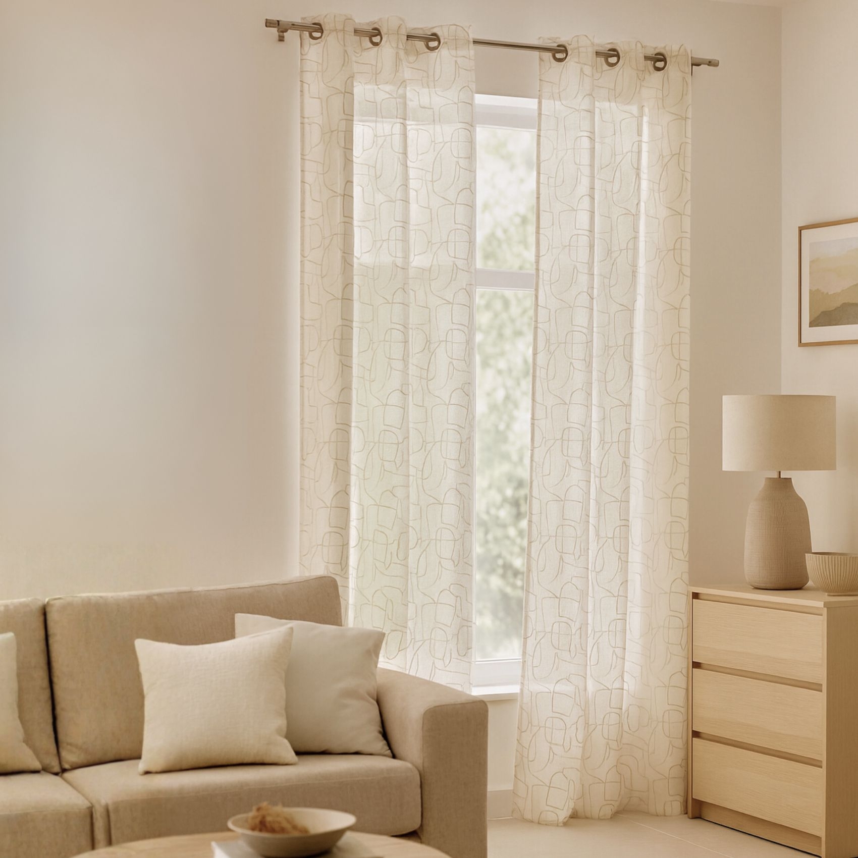 Voilage brodé au style graphique — vue 5