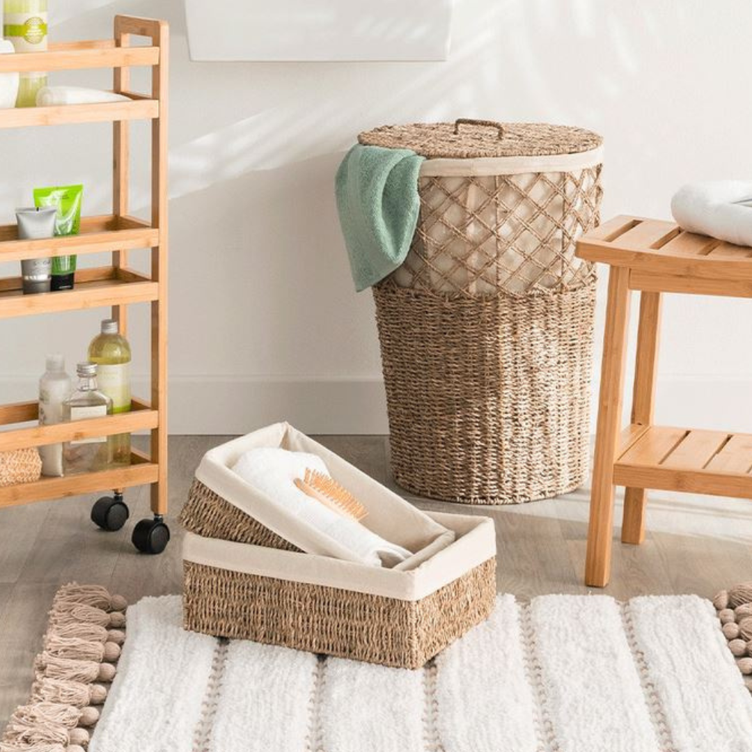 Panier à linge rond en roseau — vue 4