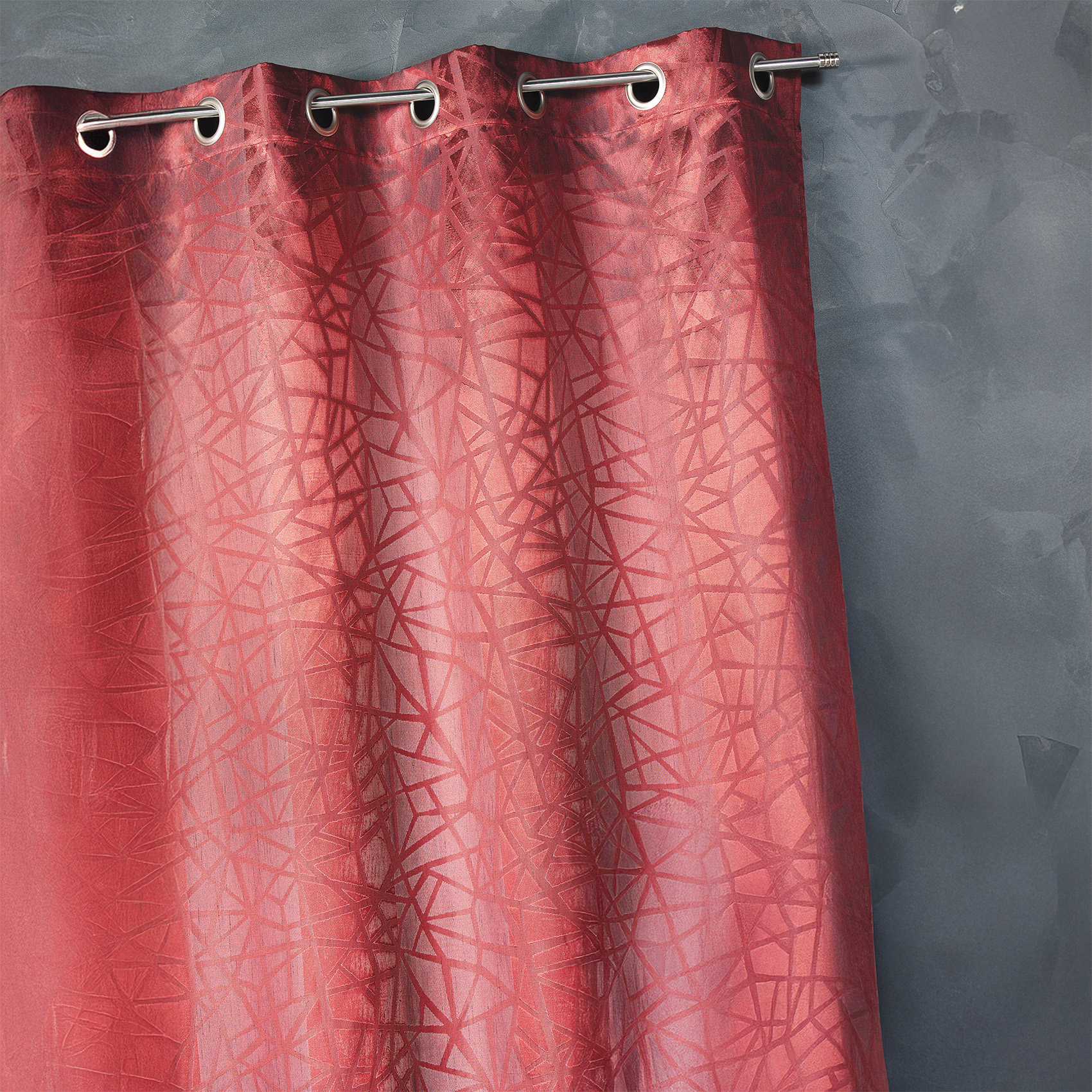 Rideau en jacquard à imprimés et à rayures verticales